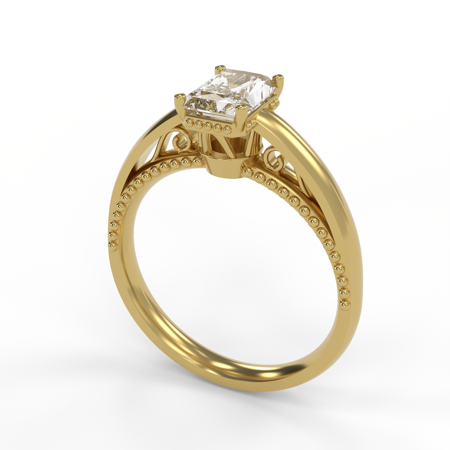 DORA 1ct Labor Diamant Radiant Verlobungsring, 14K Gold
