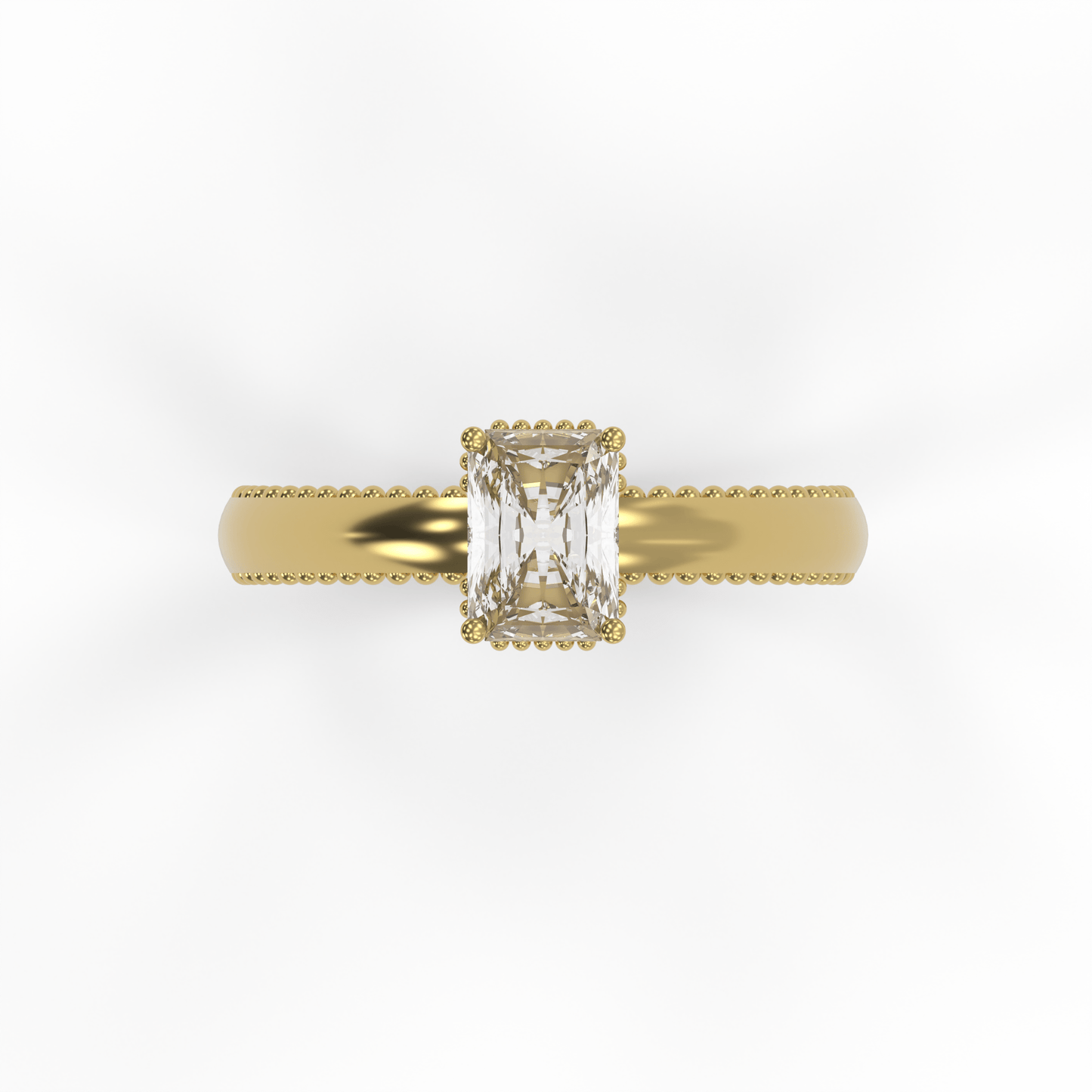 DORA 1ct Labor Diamant Radiant Verlobungsring, 14K Gold