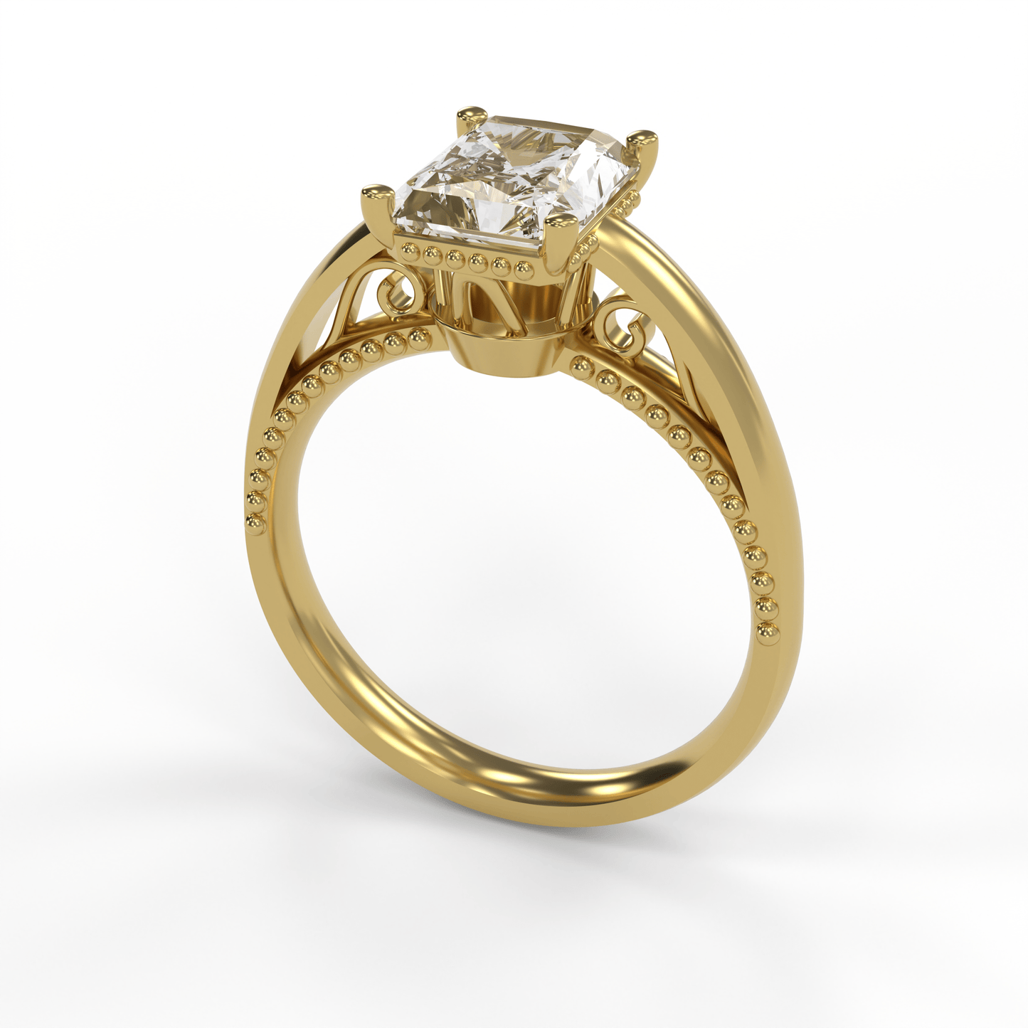 DORA 2ct Labor Diamant Radiant Verlobungsring, 14K Gold