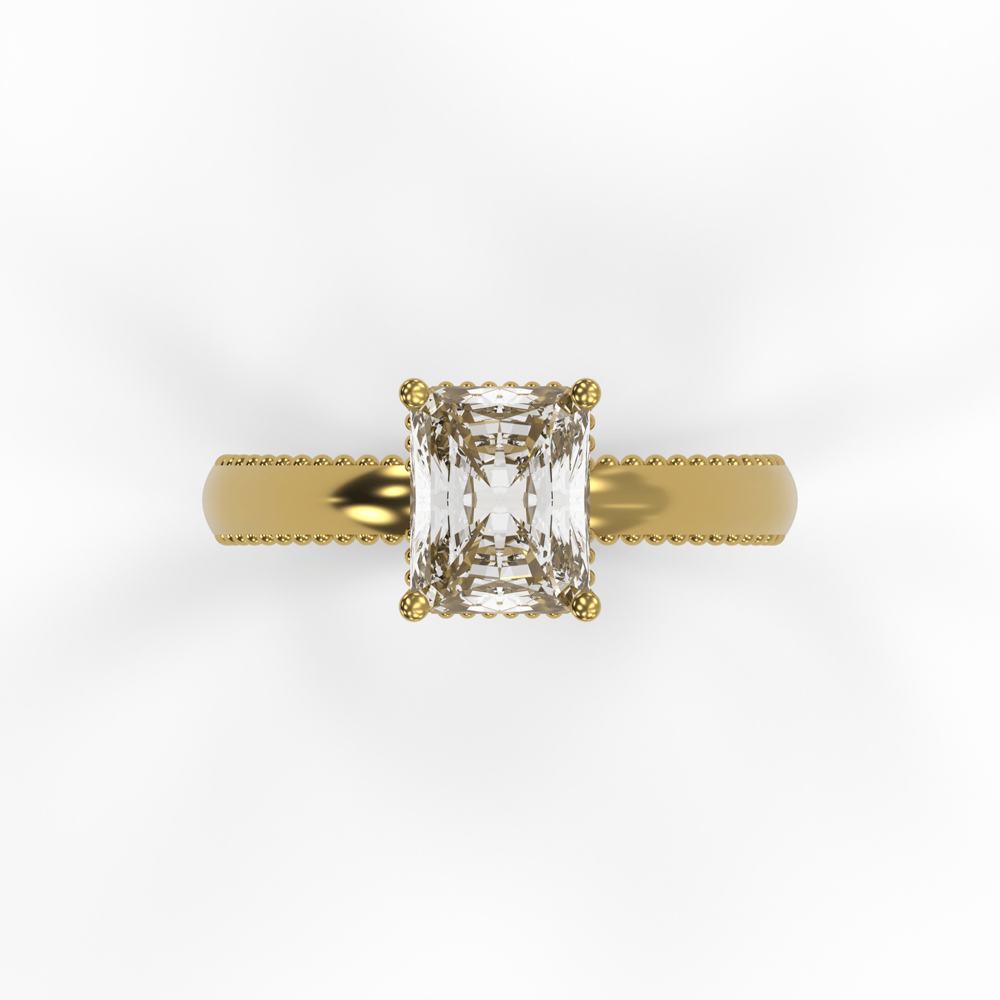 DORA 2ct Labor Diamant Radiant Verlobungsring, 14K Gold