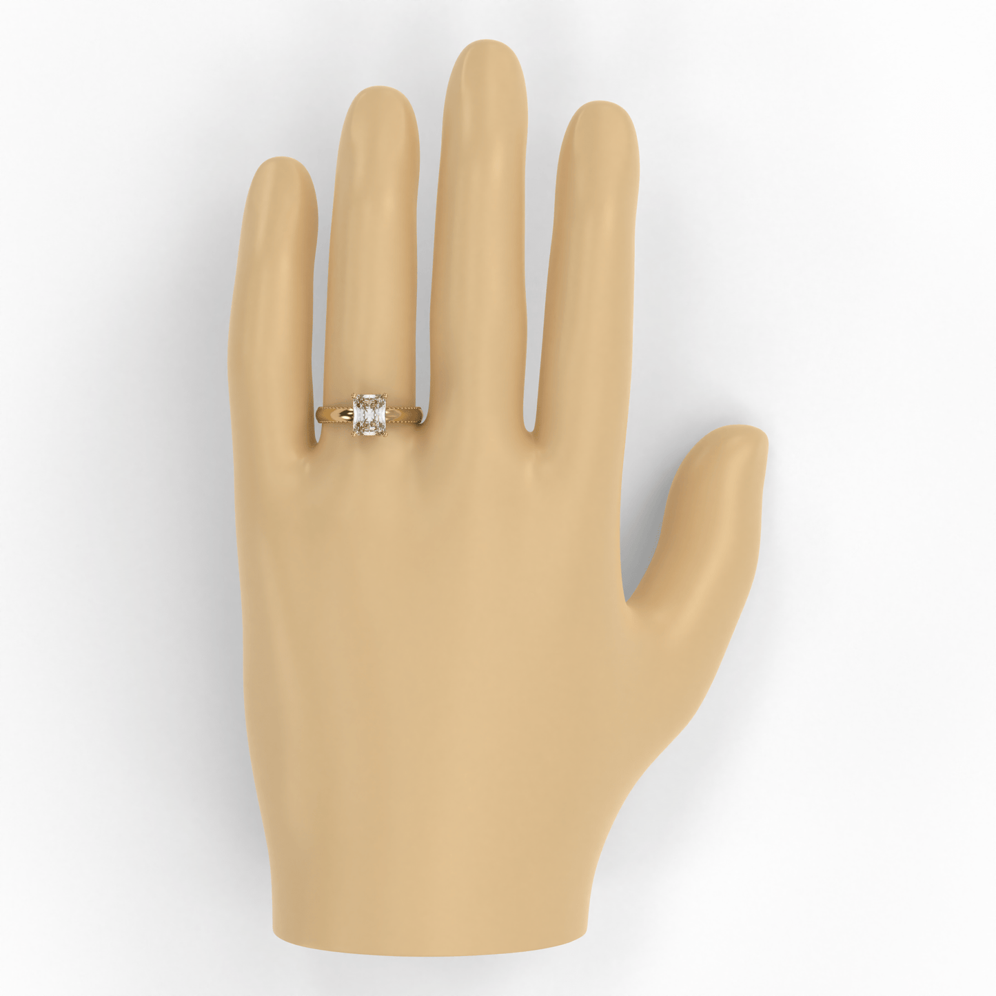 DORA 2ct Labor Diamant Radiant Verlobungsring, 14K Gold