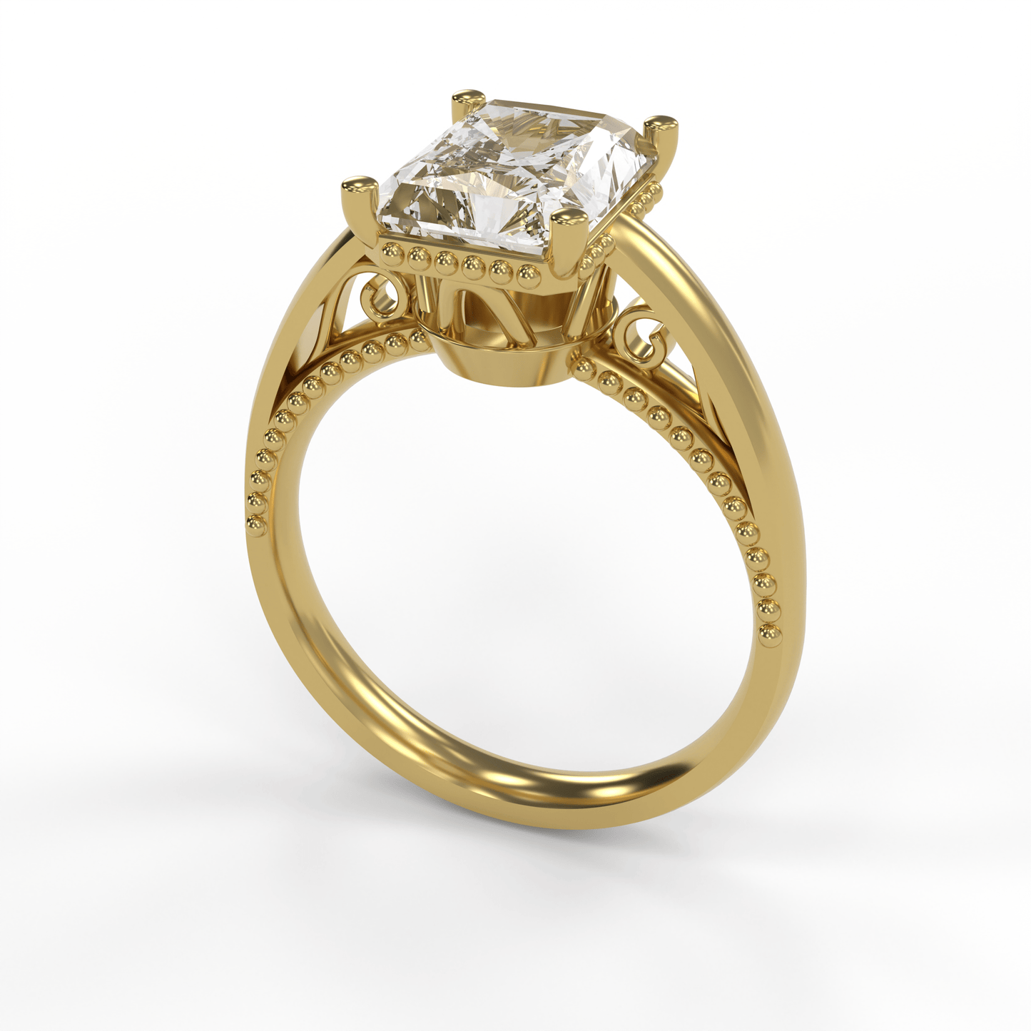 DORA 3ct Labor Diamant Radiant Verlobungsring, 14K Gold