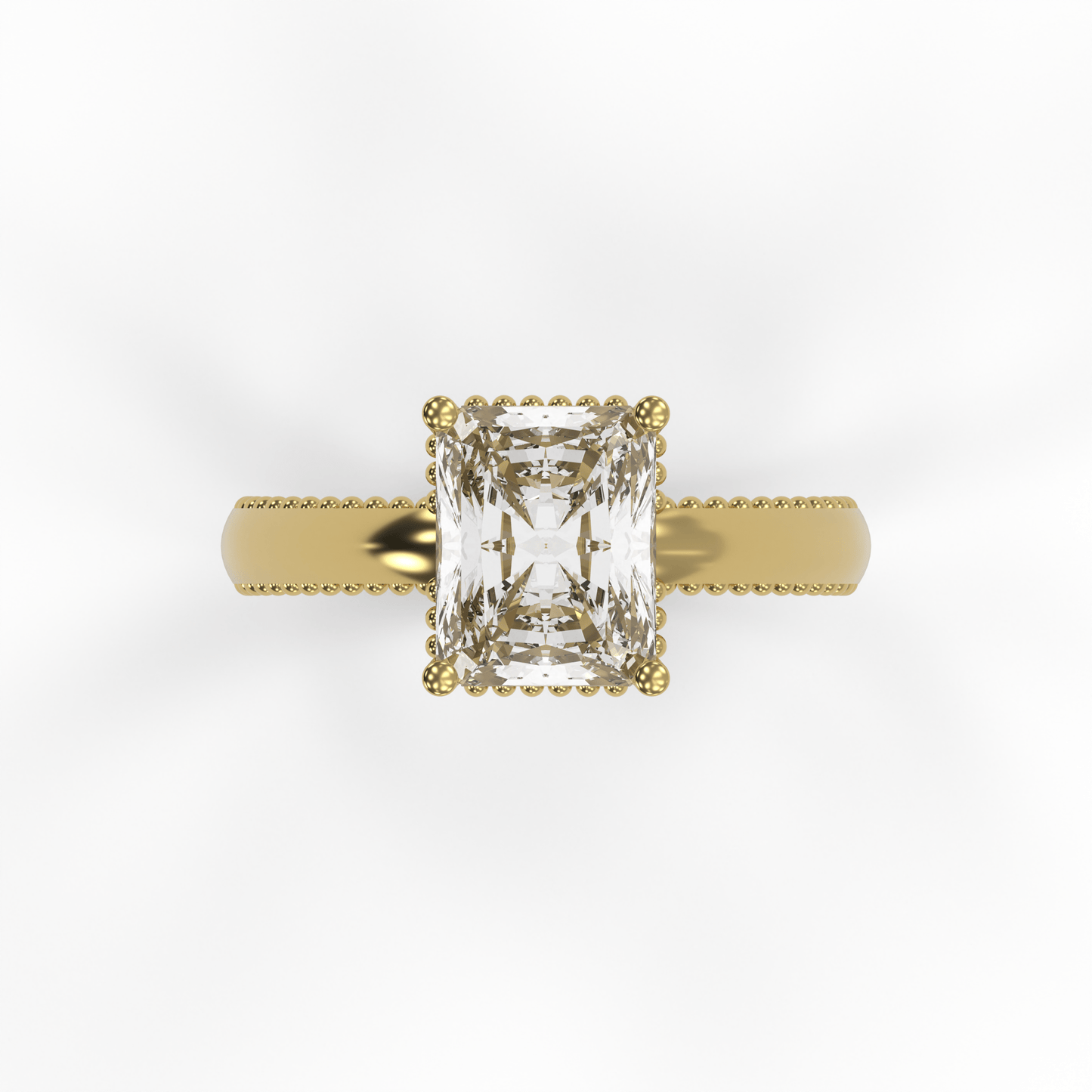 DORA 3ct Labor Diamant Radiant Verlobungsring, 14K Gold