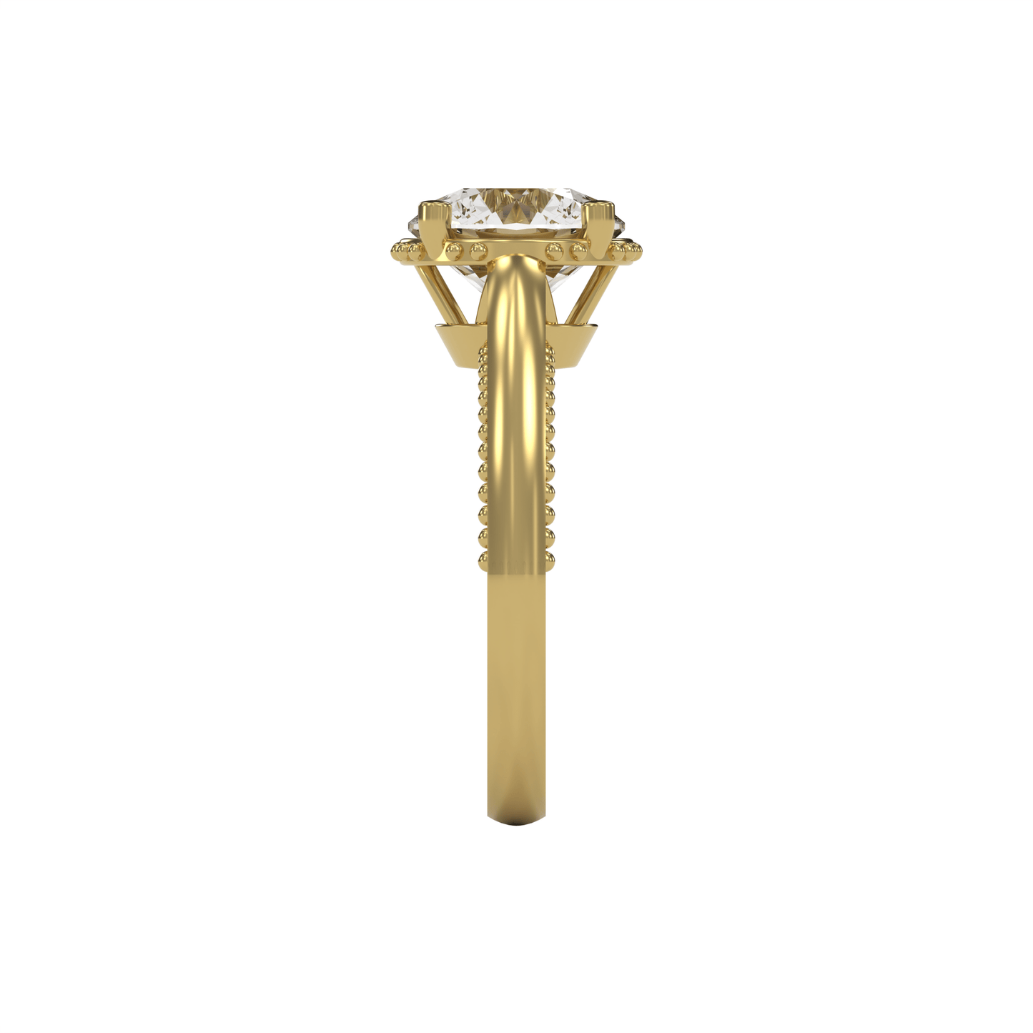 DORA 3ct Labor Diamant Rund Verlobungsring, 14K Gold