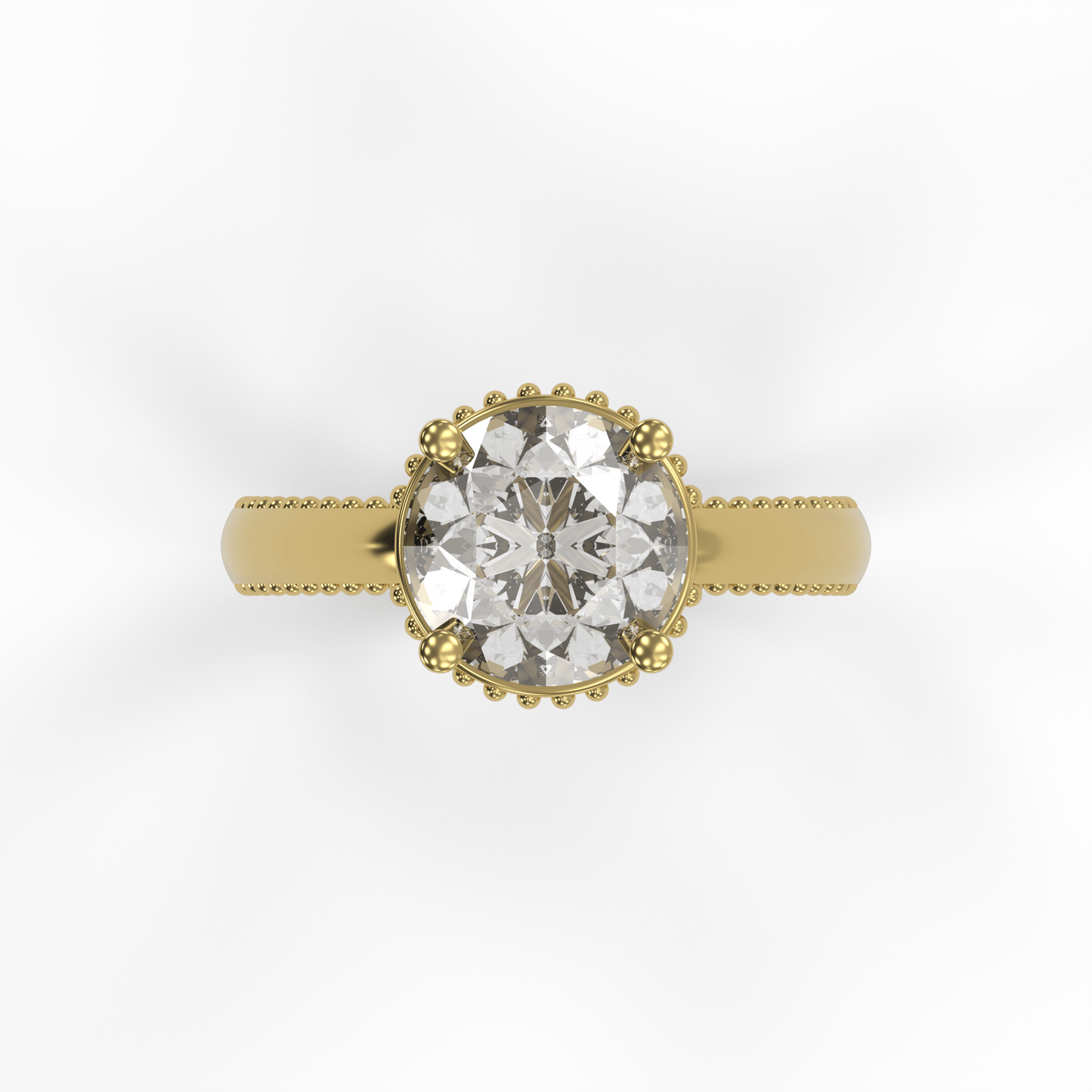 DORA 3ct Labor Diamant Rund Verlobungsring, 14K Gold