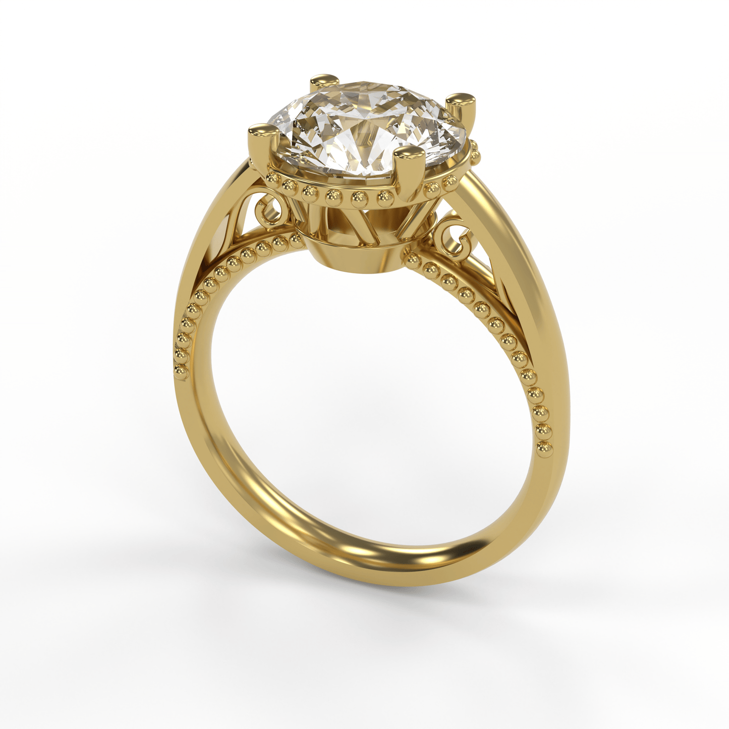 DORA 3ct Labor Diamant Rund Verlobungsring, 14K Gold