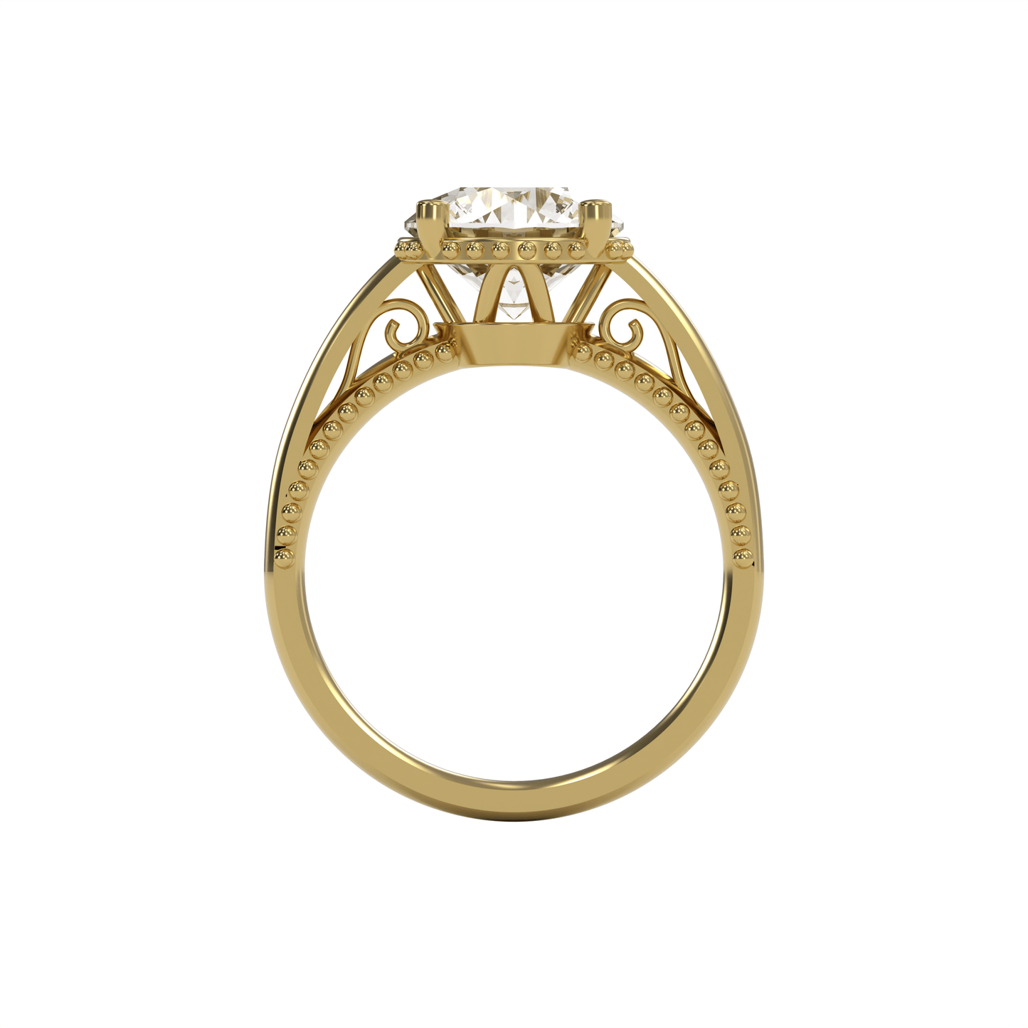 DORA 3ct Labor Diamant Rund Verlobungsring, 14K Gold