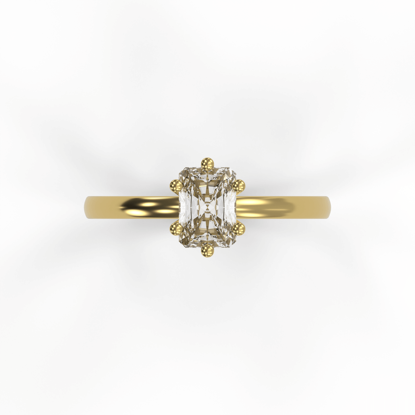 JANE 1ct Labor Diamant Radiant Verlobungsring, 14K Gold