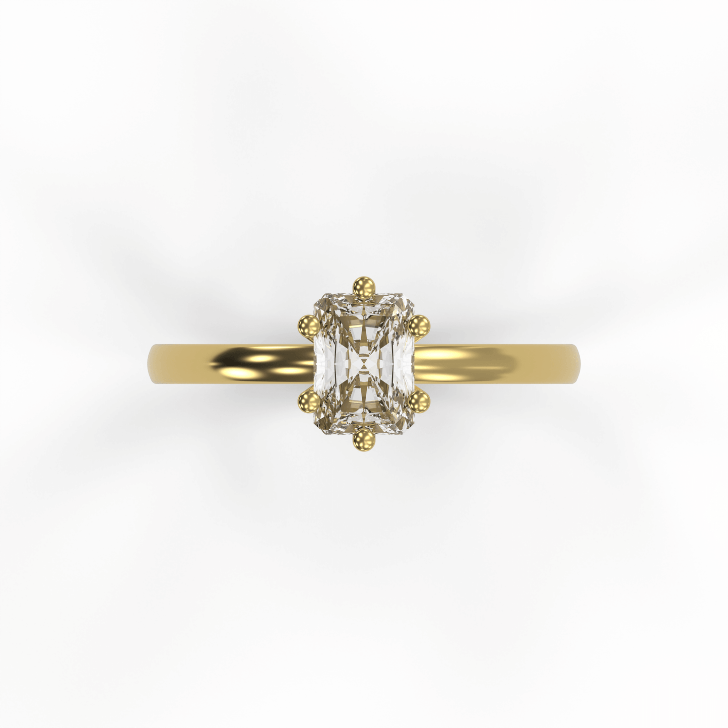 JANE 1ct Labor Diamant Radiant Verlobungsring, 14K Gold