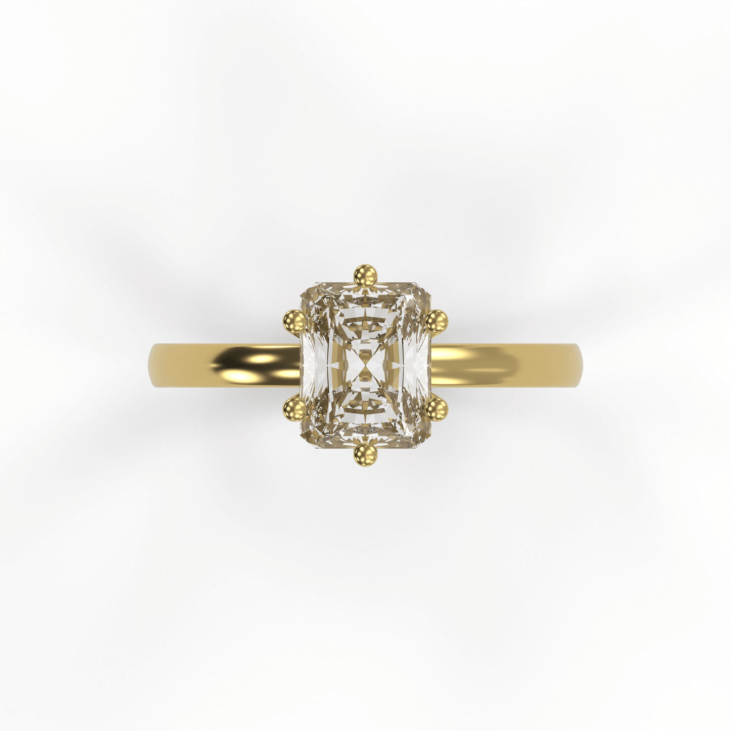 JANE 2ct Labor Diamant Radiant Verlobungsring, 14K Gold