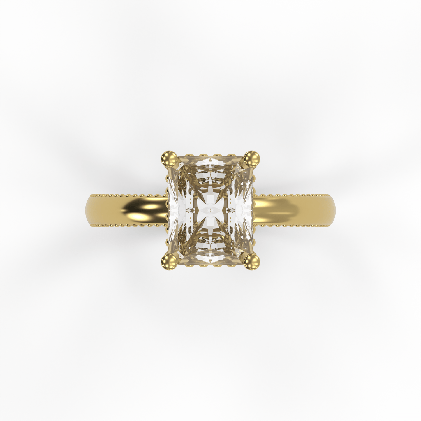 LISA 3ct Labor Diamant Radiant Verlobungsring, 14K Gold