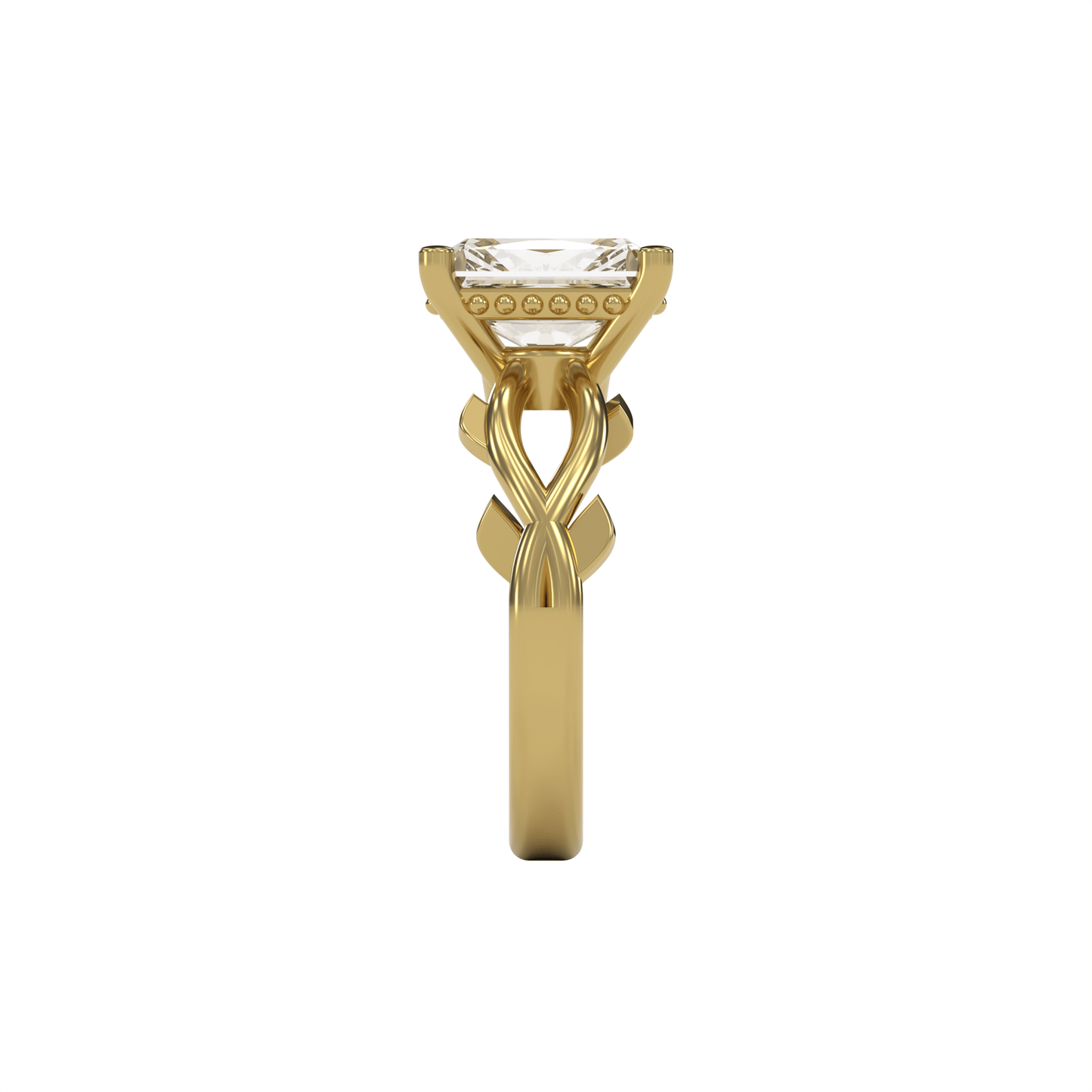 ROSA 3ct Labor Diamant Radiant Verlobungsring, 14K Gold