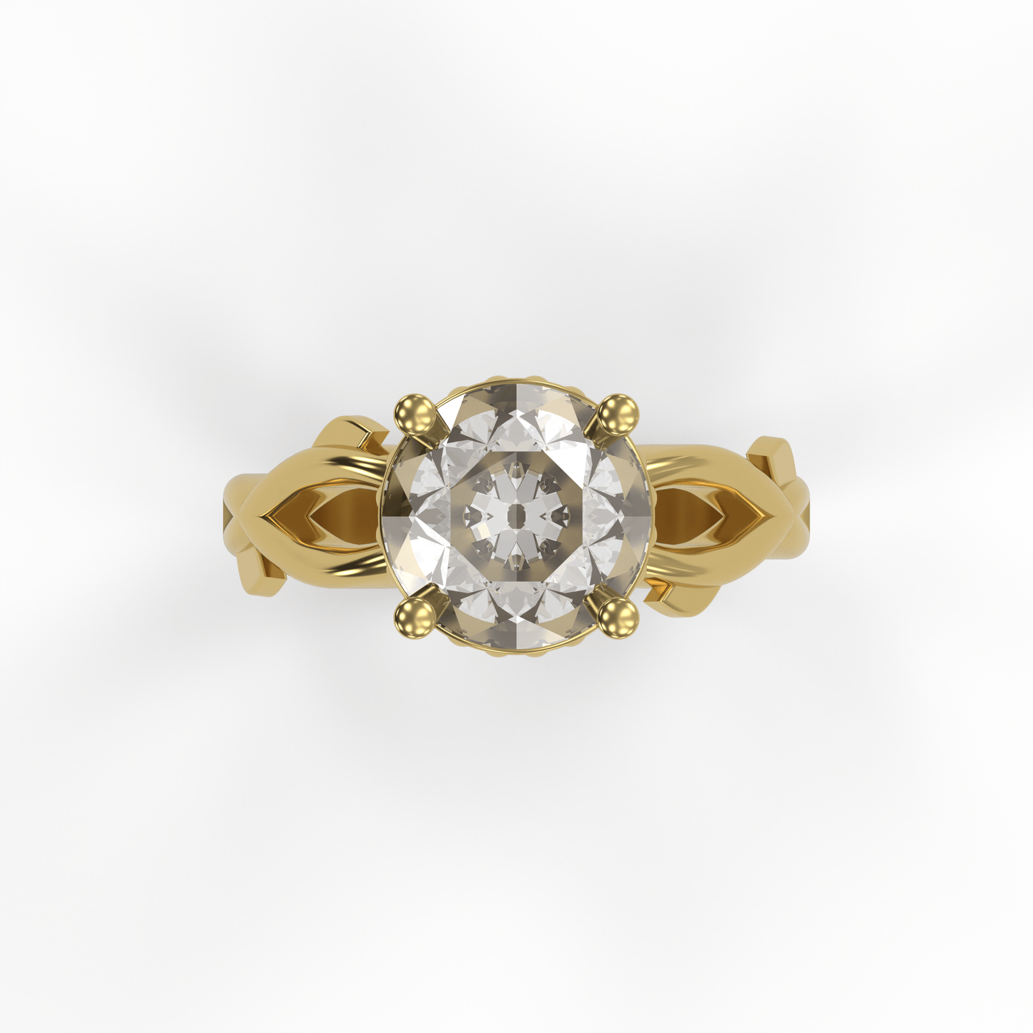 ROSA 3ct Labor Diamant Rund Verlobungsring, 14K Gold