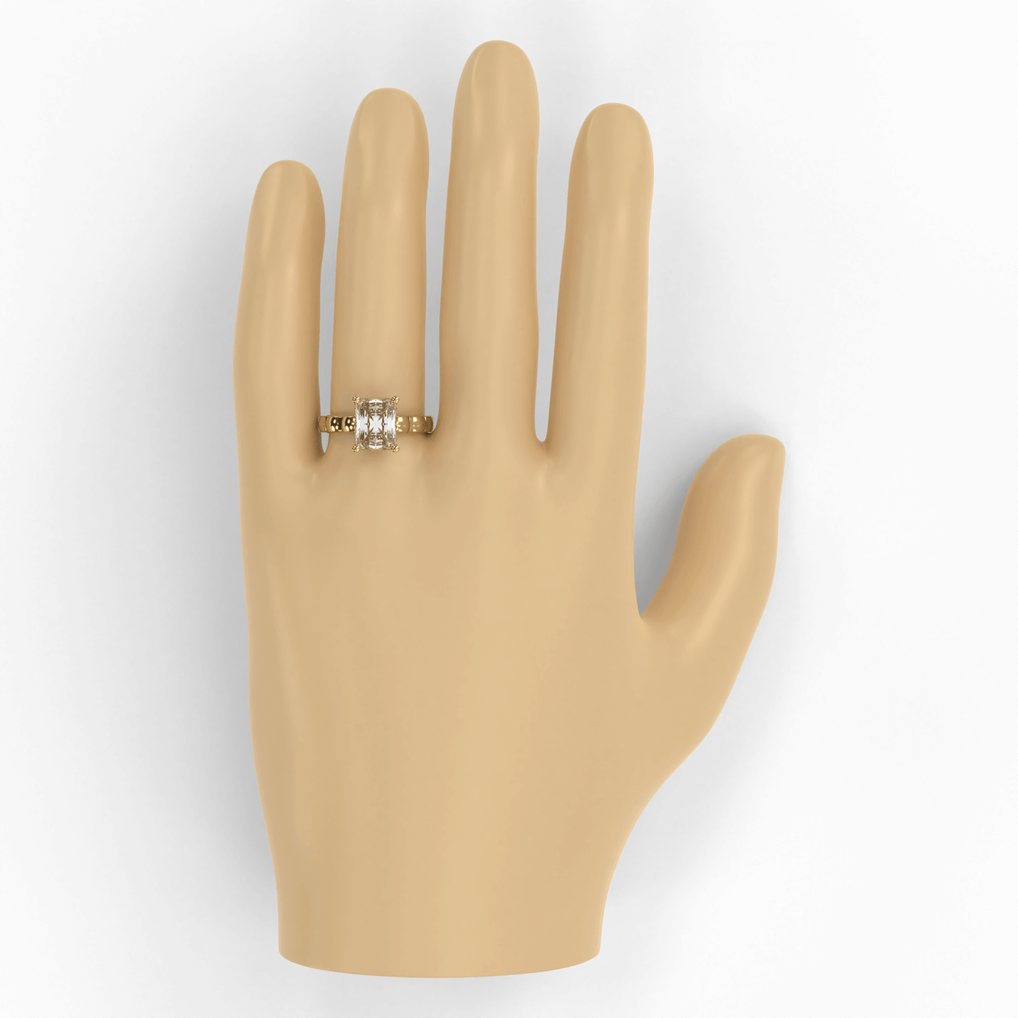 STELLA 3ct Labor Diamant Radiant Verlobungsring, 14K Gold