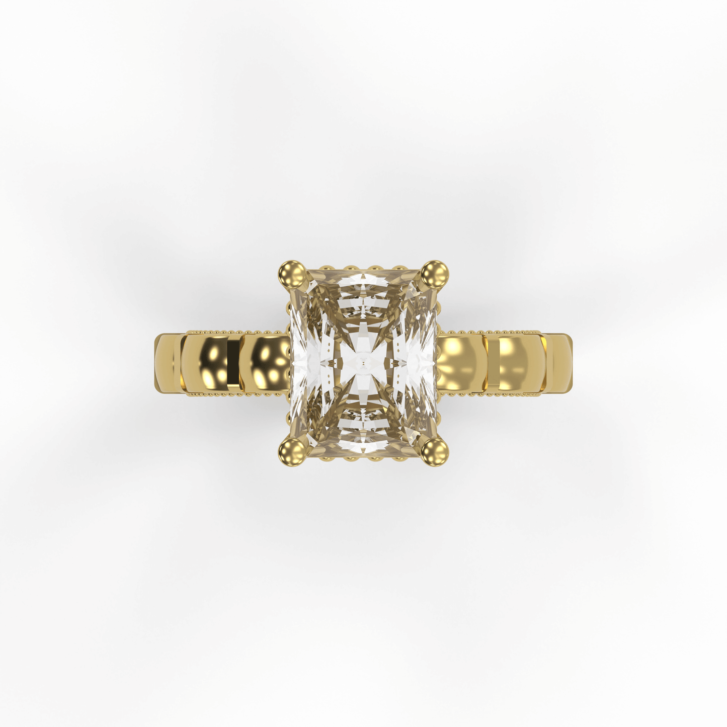 STELLA 3ct Labor Diamant Radiant Verlobungsring, 14K Gold