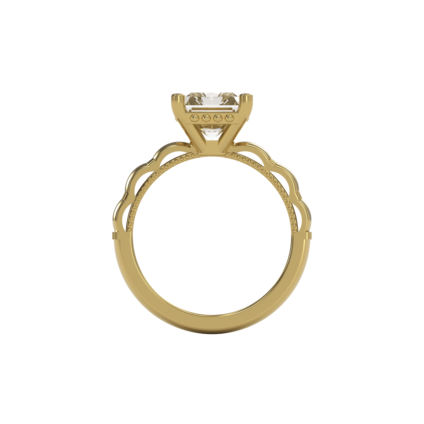STELLA 3ct Labor Diamant Radiant Verlobungsring, 14K Gold
