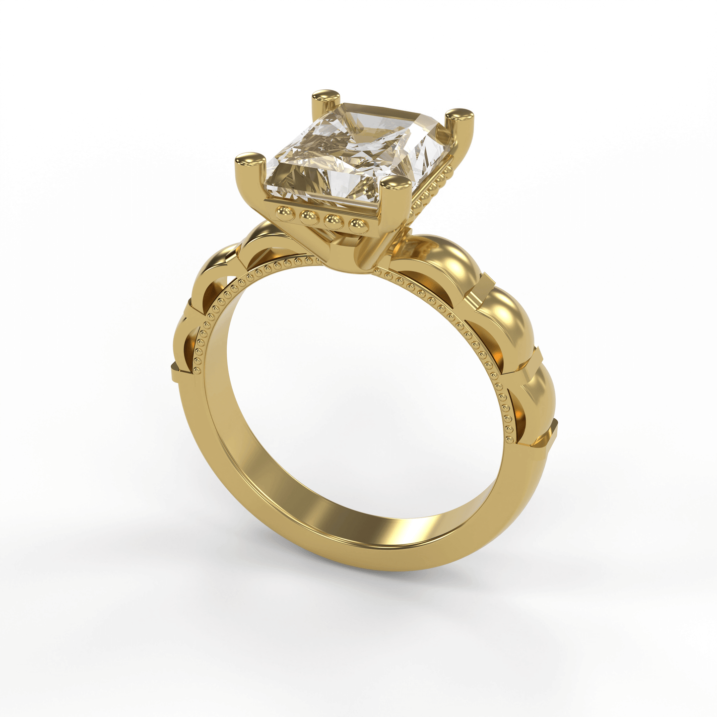 STELLA 3ct Labor Diamant Radiant Verlobungsring, 14K Gold