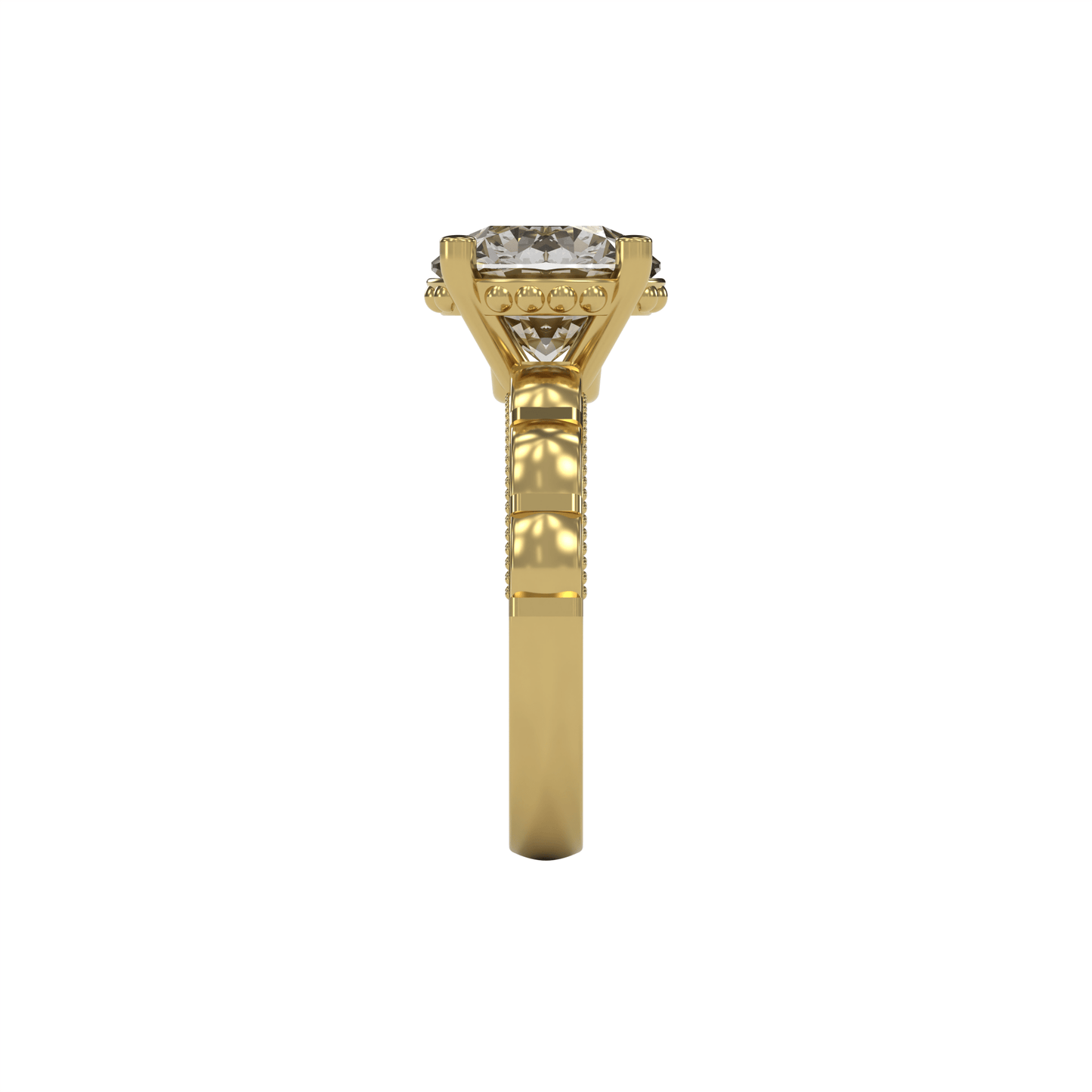 STELLA 3ct Labor Diamant Rund Verlobungsring, 14K Gold