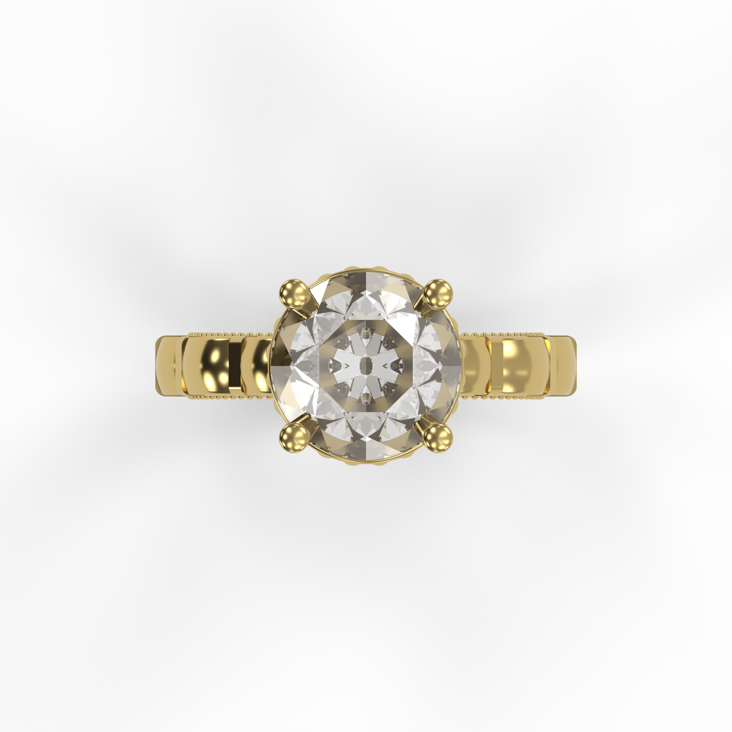 STELLA 3ct Labor Diamant Rund Verlobungsring, 14K Gold