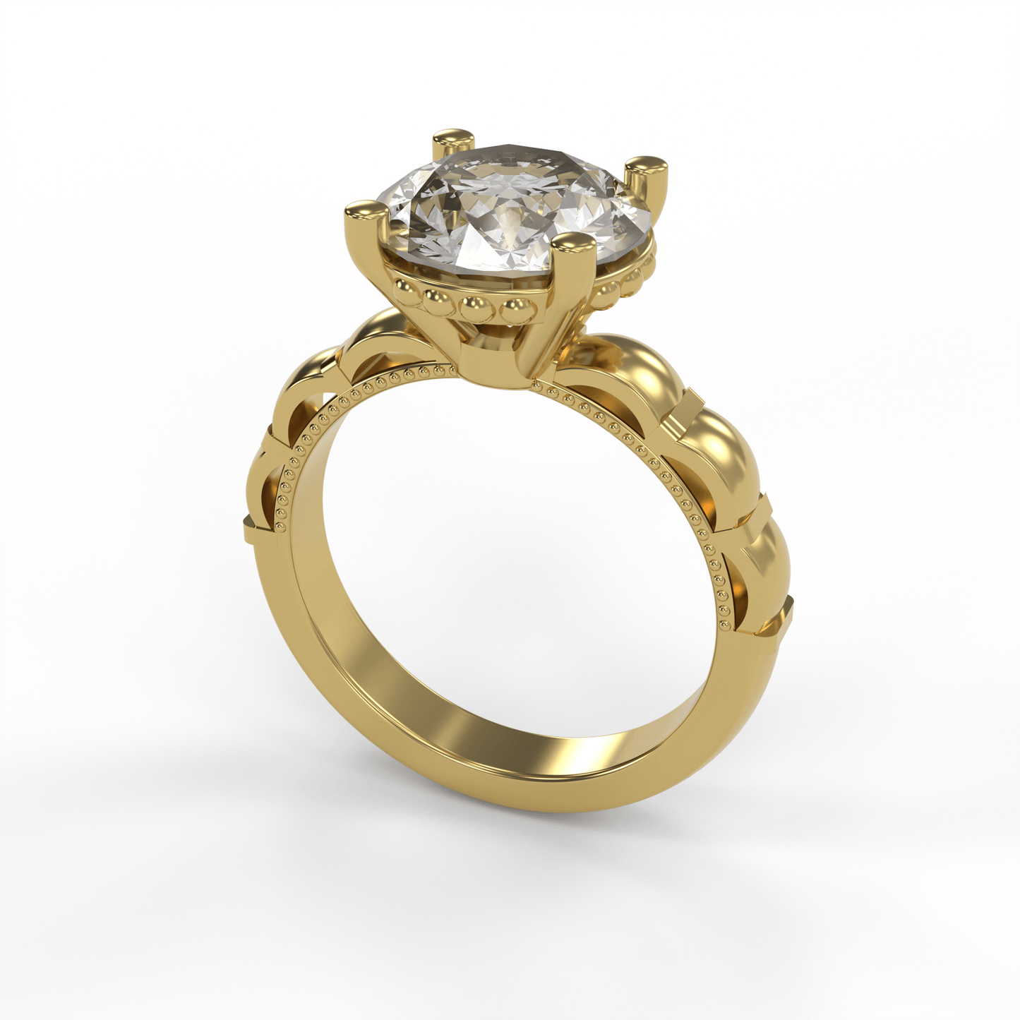 STELLA 3ct Labor Diamant Rund Verlobungsring, 14K Gold