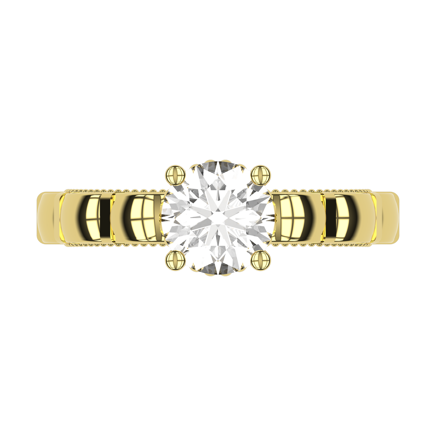 STELLA 1ct Lab Diamond Round Engagement Ring, 14K Gold