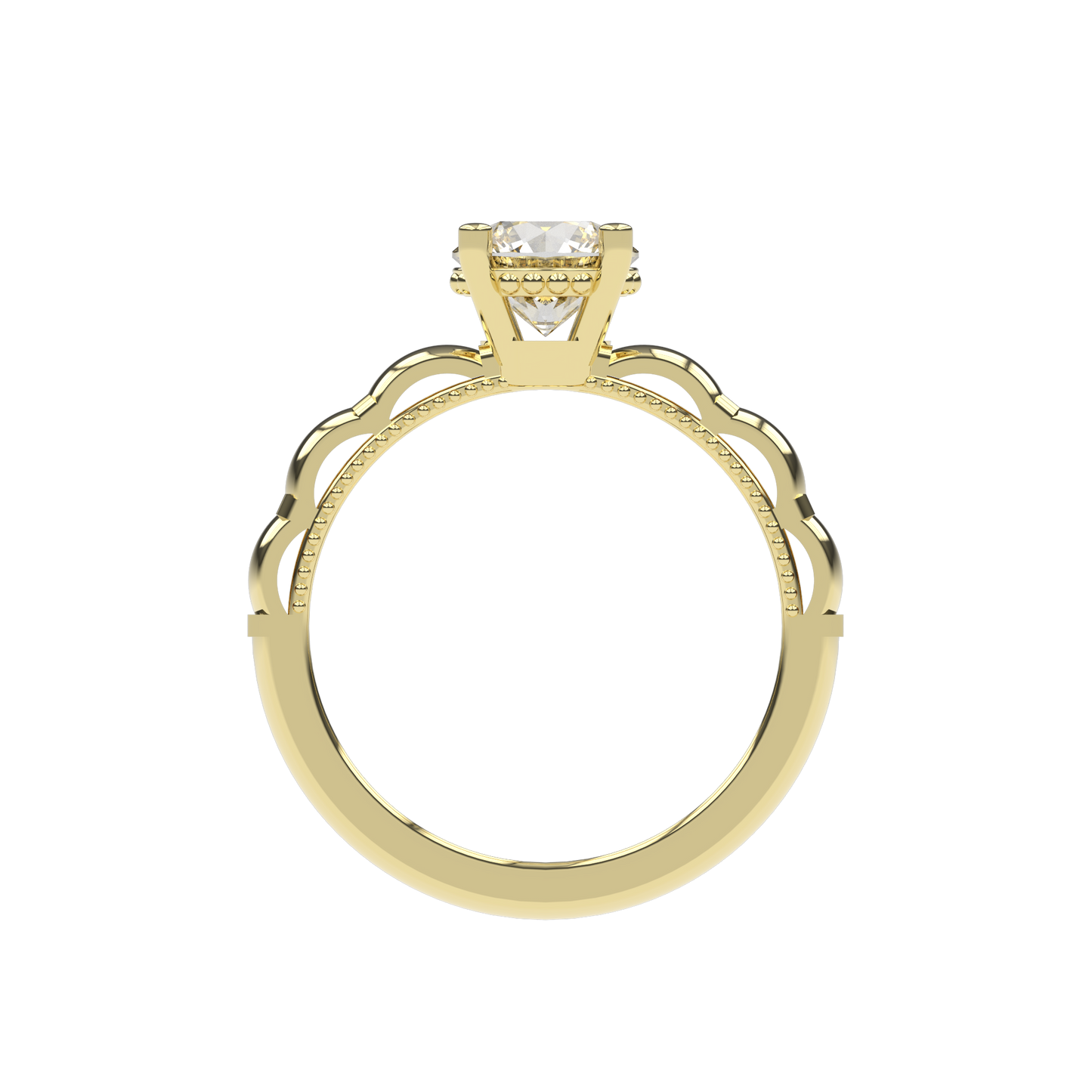 STELLA 1ct Lab Diamond Round Engagement Ring, 14K Gold