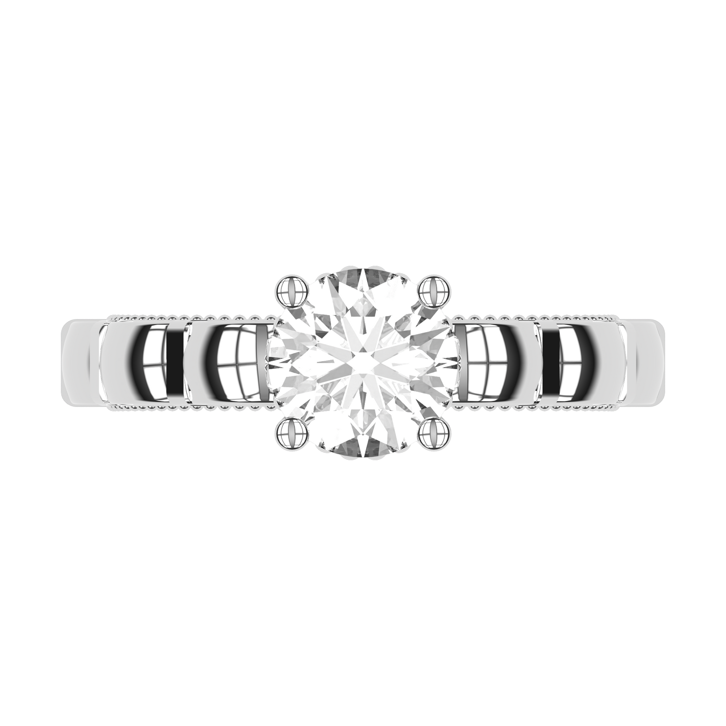 STELLA 1ct Lab Diamond Round Engagement Ring, 14K Gold