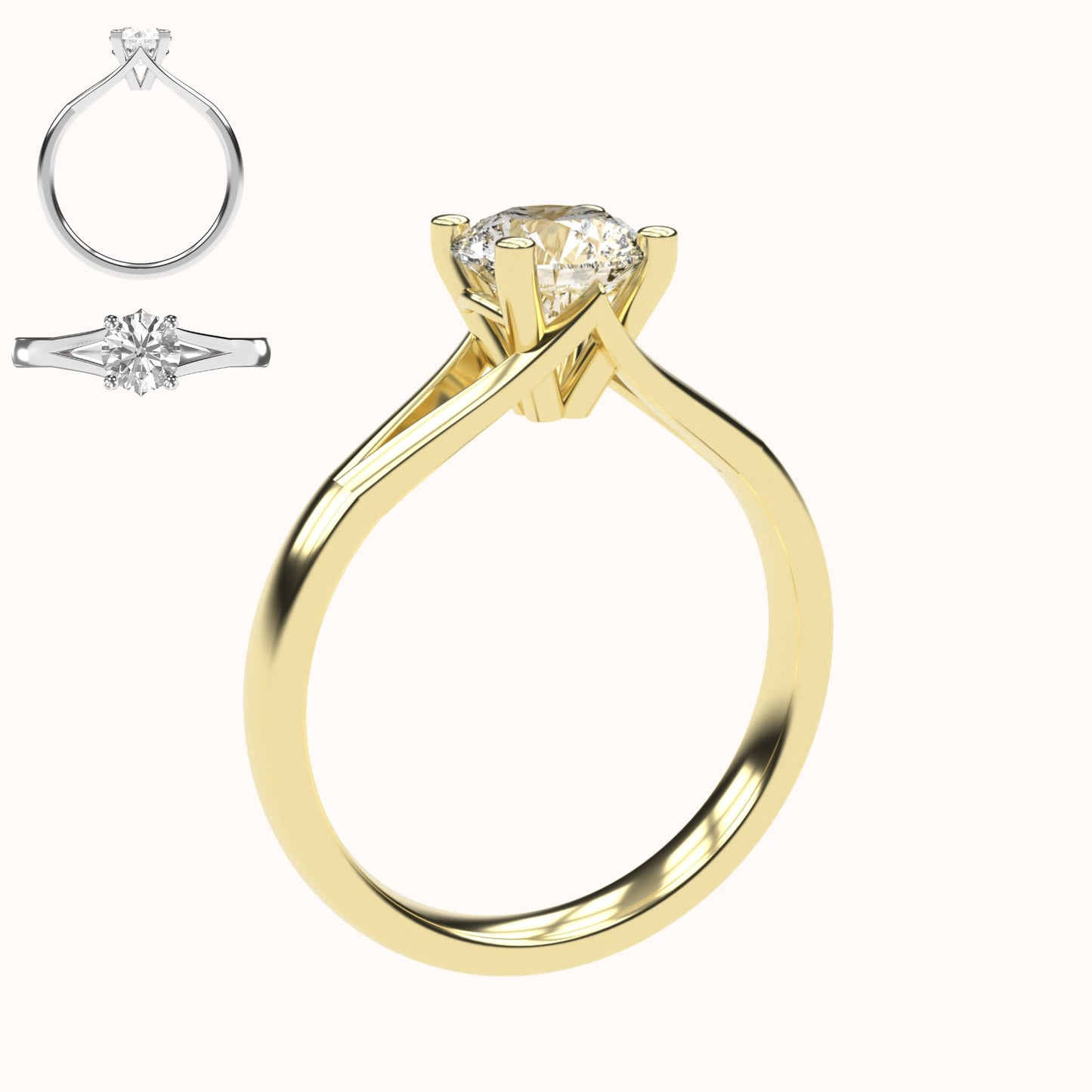 Amelia - 1ct Signature High Setting | 14K Gold | 1ct Brilliant geschliffener Zirkonia