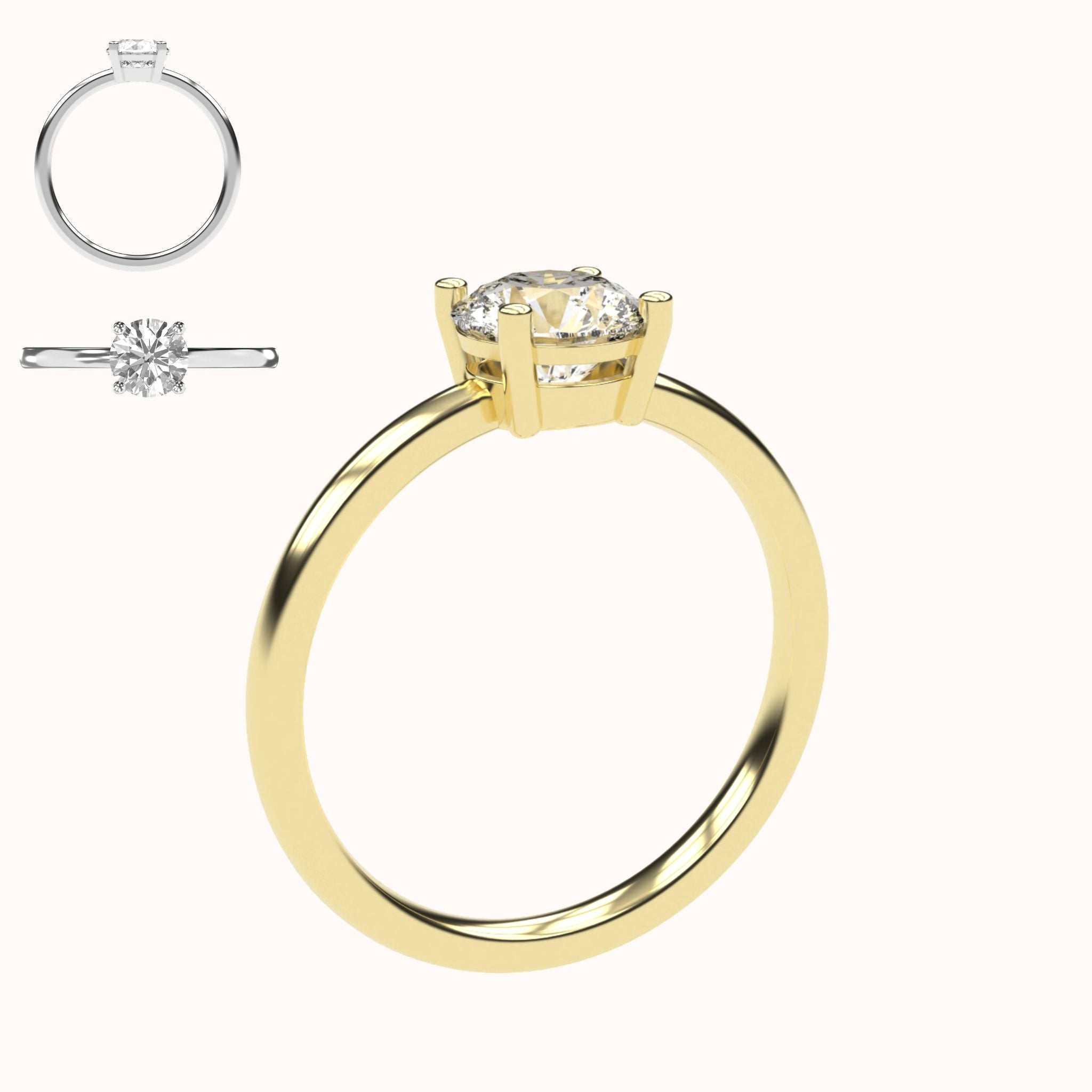 Clara - 1 Karat niedrige Fassung | 14K Gold | 1 Karat Brillant