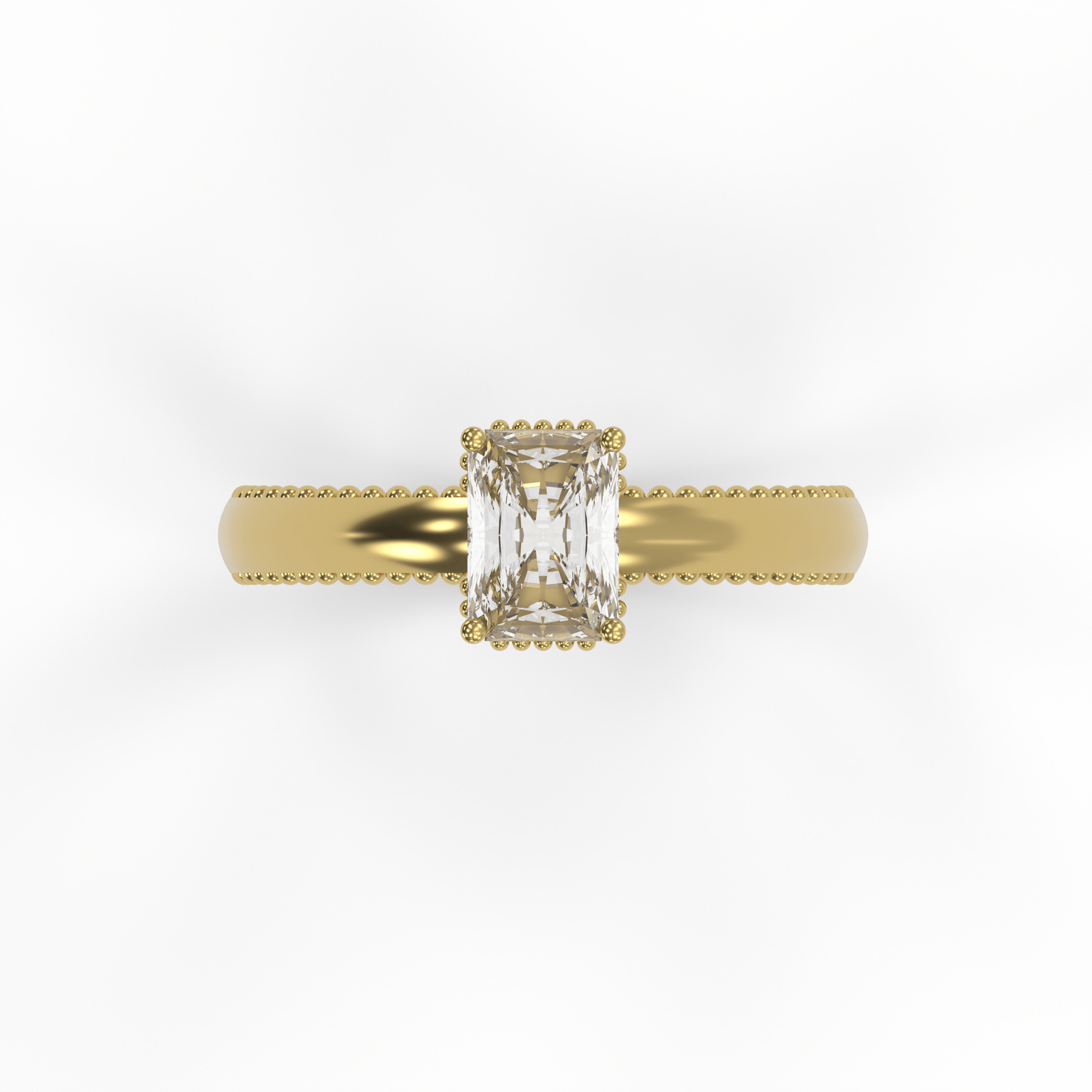 DORA 1ct Labor Diamant Radiant Verlobungsring, 14K Gold