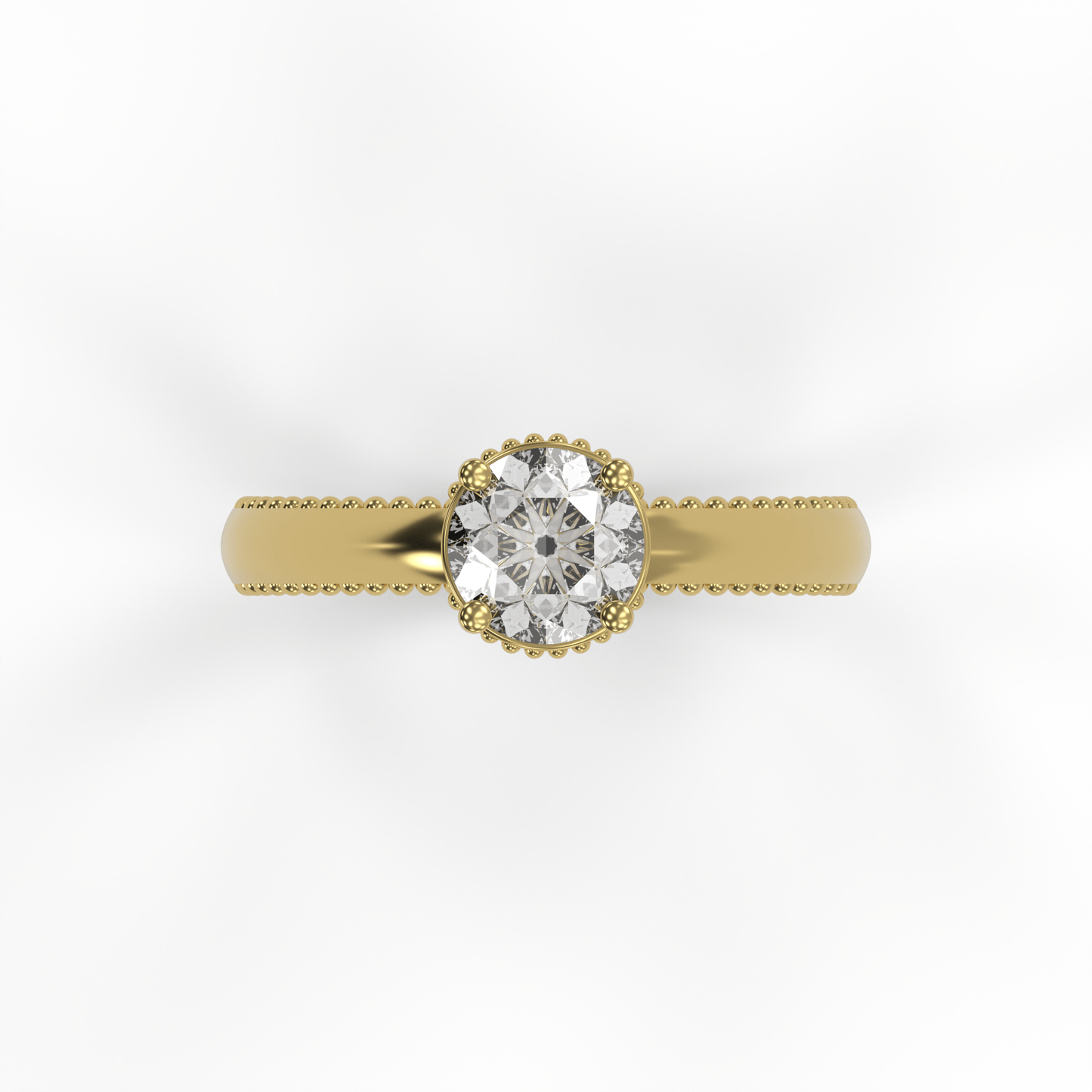 DORA 1ct Labor Diamant Rund Verlobungsring, 14K Gold