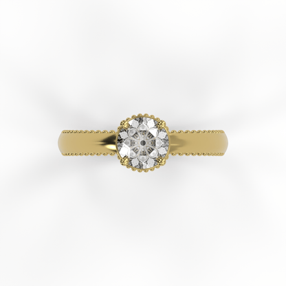 DORA 1ct Labor Diamant Rund Verlobungsring, 14K Gold