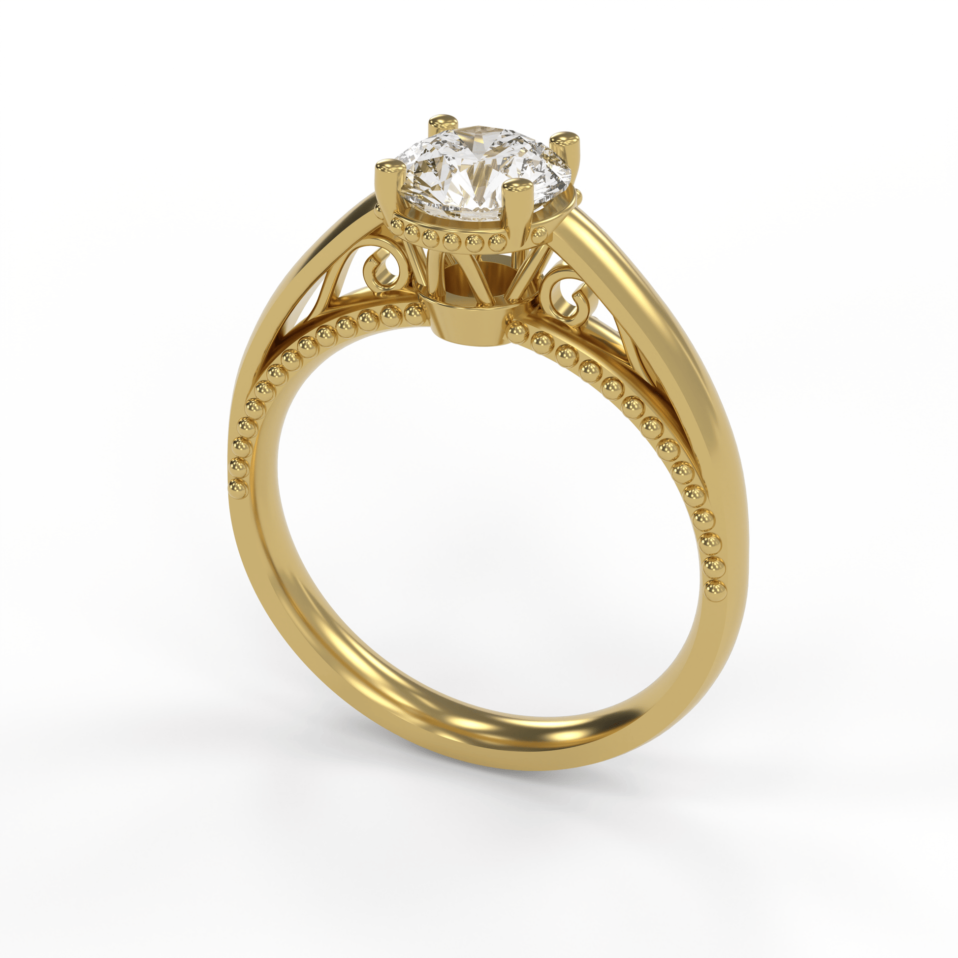 DORA 1ct Labor Diamant Rund Verlobungsring, 14K Gold