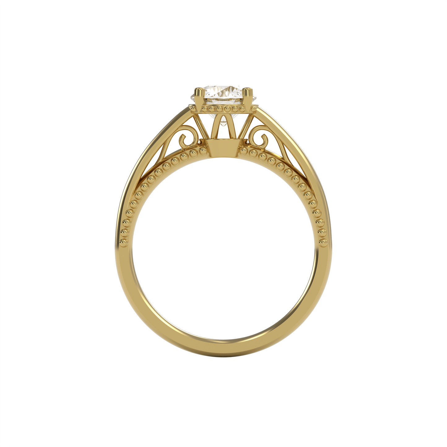 DORA 1ct Labor Diamant Rund Verlobungsring, 14K Gold