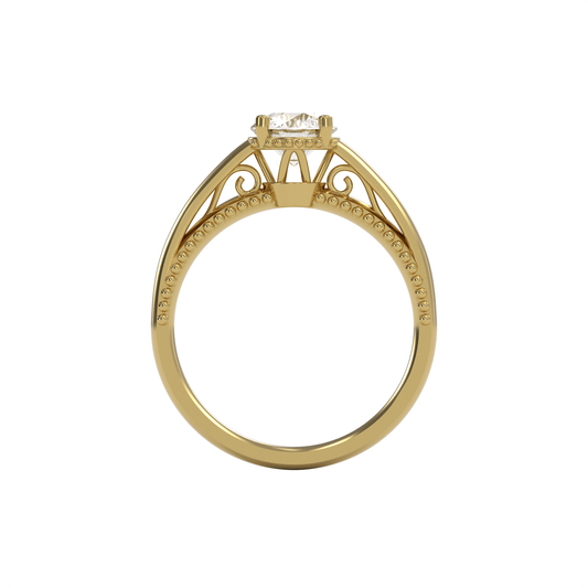DORA 1ct Labor Diamant Rund Verlobungsring, 14K Gold
