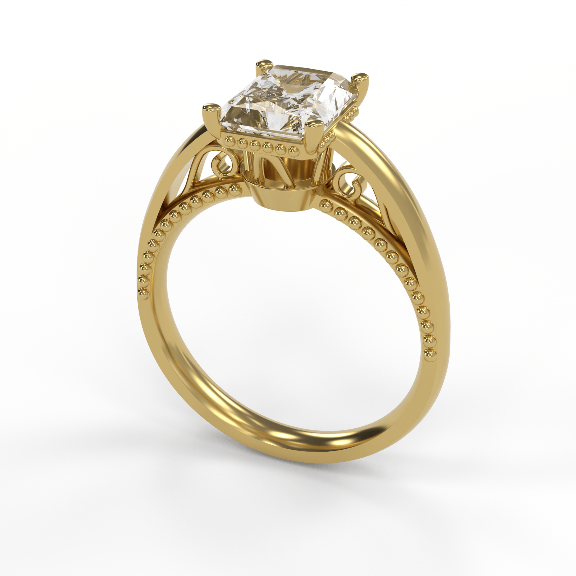 DORA 2ct Labor Diamant Radiant Verlobungsring, 14K Gold