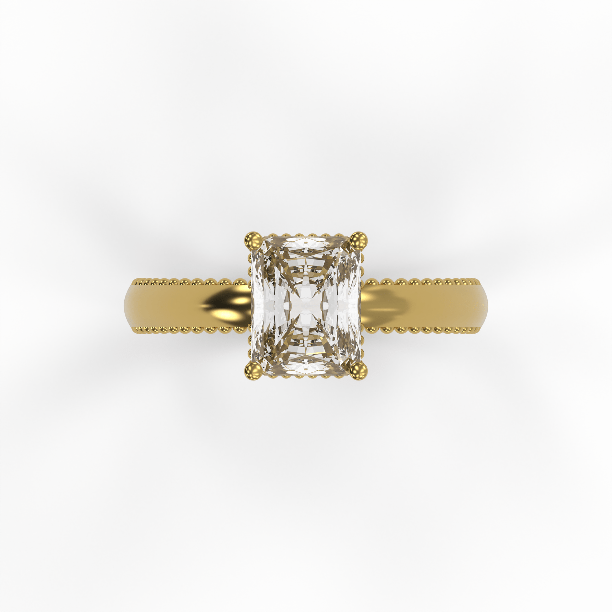 DORA 2ct Labor Diamant Radiant Verlobungsring, 14K Gold