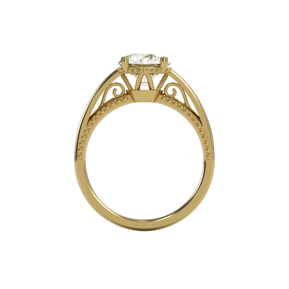 DORA 2ct Labor Diamant Rund Verlobungsring, 14K Gold