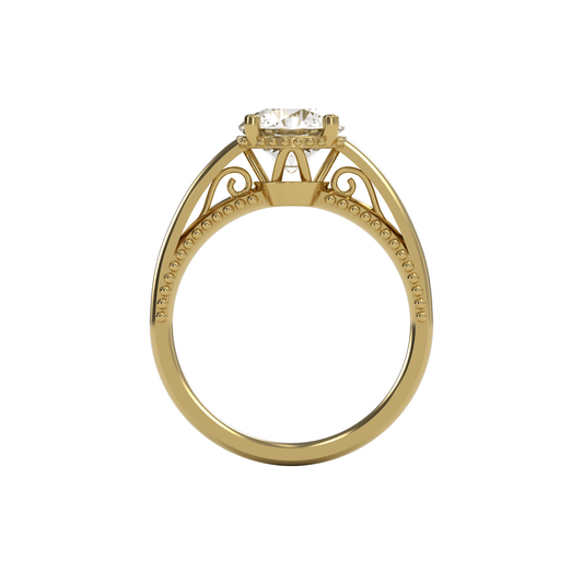 DORA 2ct Labor Diamant Rund Verlobungsring, 14K Gold