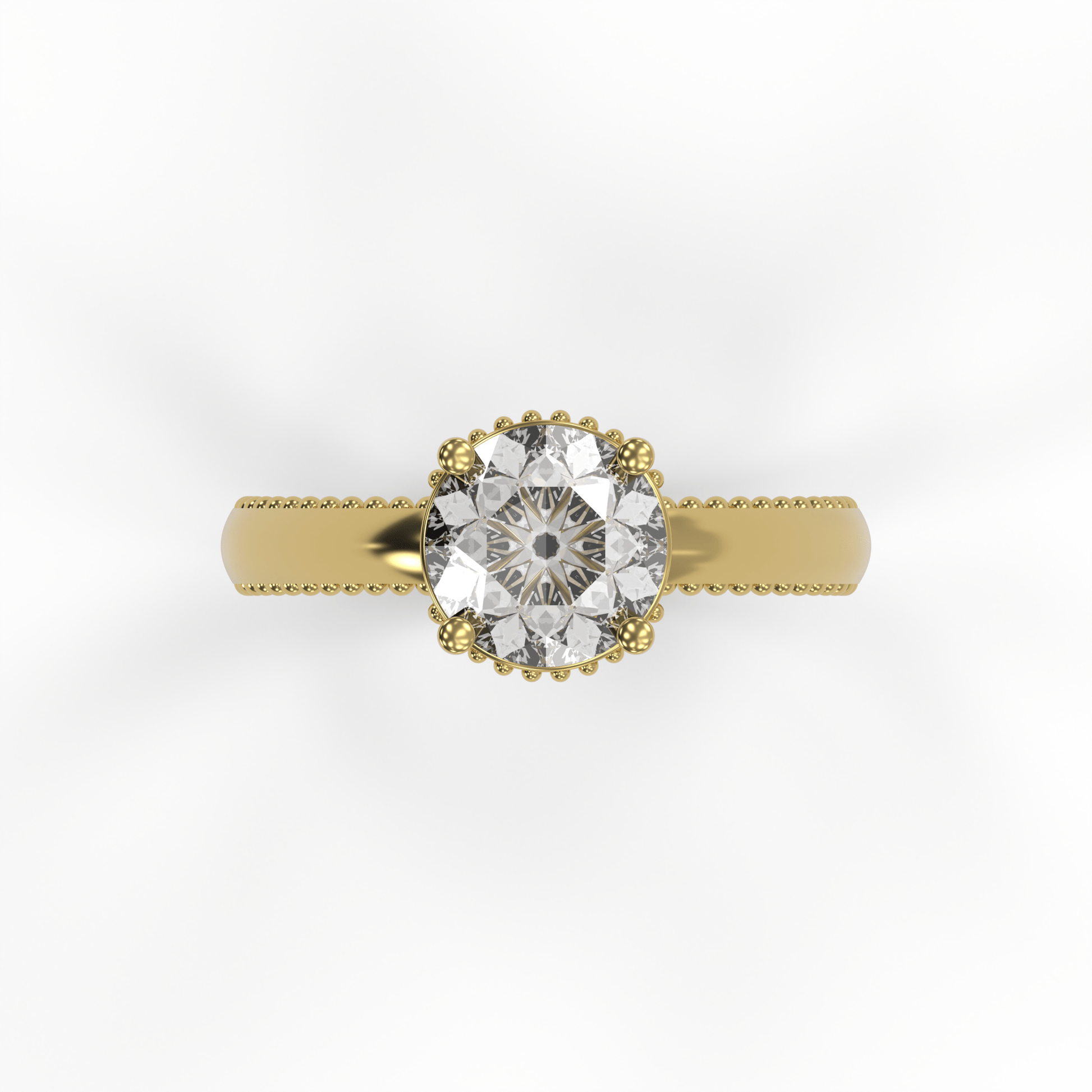 DORA 2ct Labor Diamant Rund Verlobungsring, 14K Gold