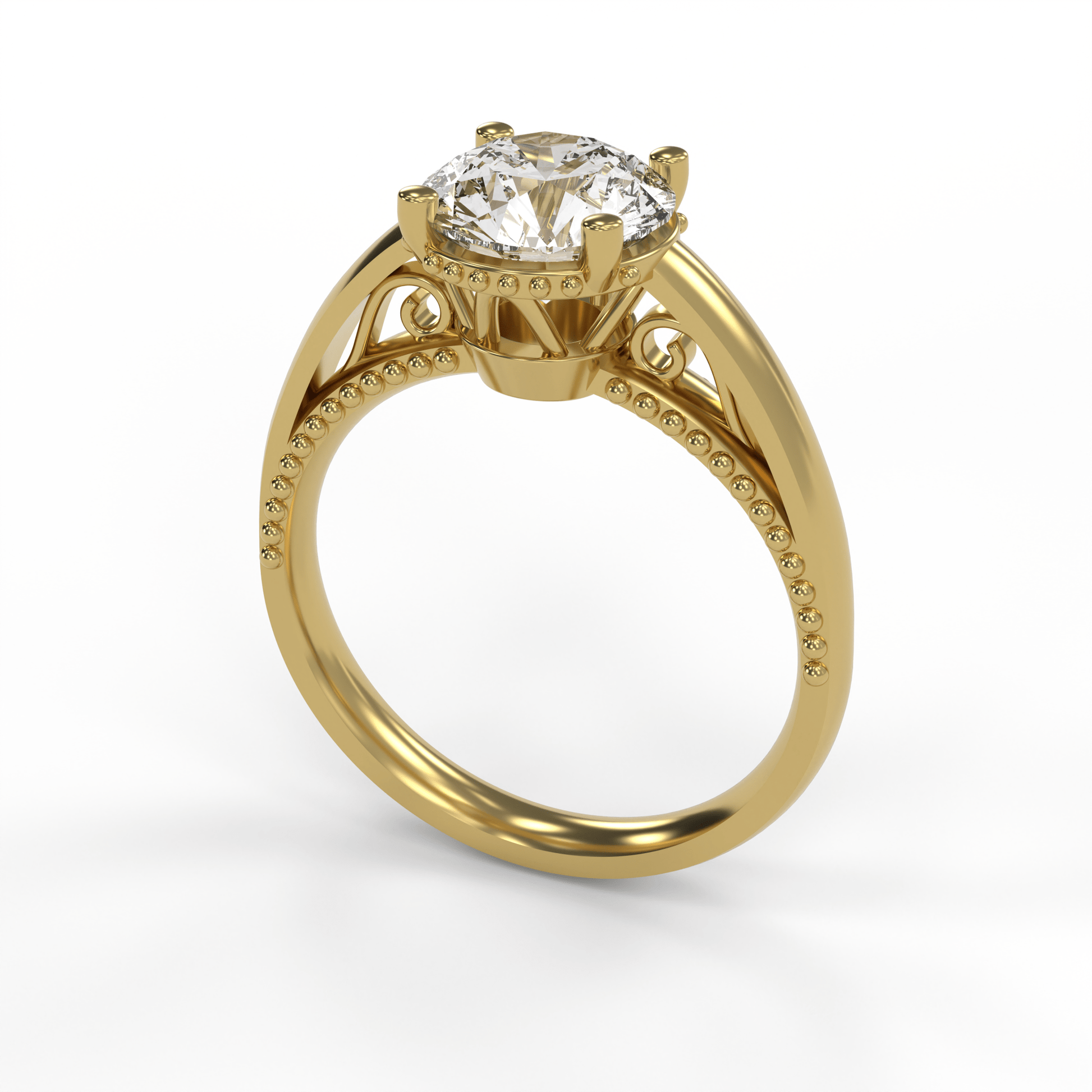 DORA 2ct Labor Diamant Rund Verlobungsring, 14K Gold