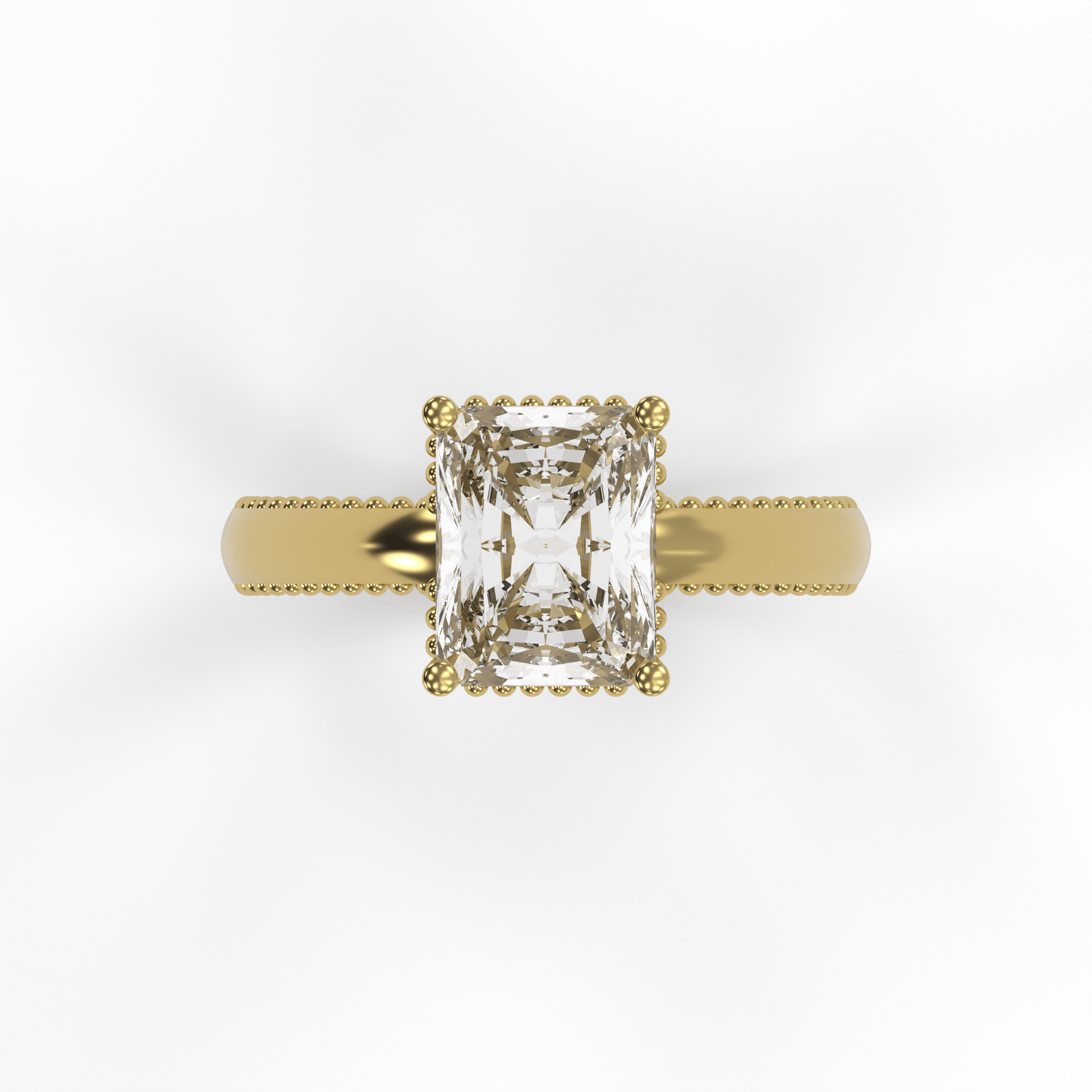 DORA 3ct Labor Diamant Radiant Verlobungsring, 14K Gold