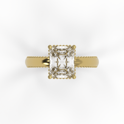 DORA 3ct Labor Diamant Radiant Verlobungsring, 14K Gold