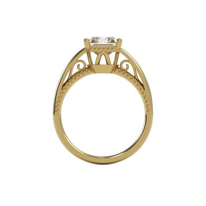 DORA 3ct Labor Diamant Radiant Verlobungsring, 14K Gold