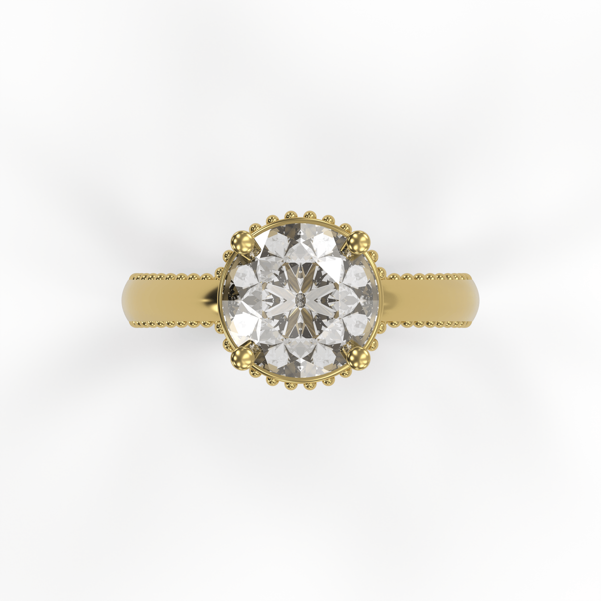 DORA 3ct Labor Diamant Rund Verlobungsring, 14K Gold