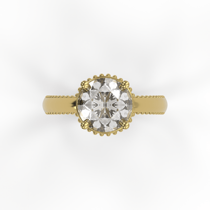 DORA 3ct Labor Diamant Rund Verlobungsring, 14K Gold