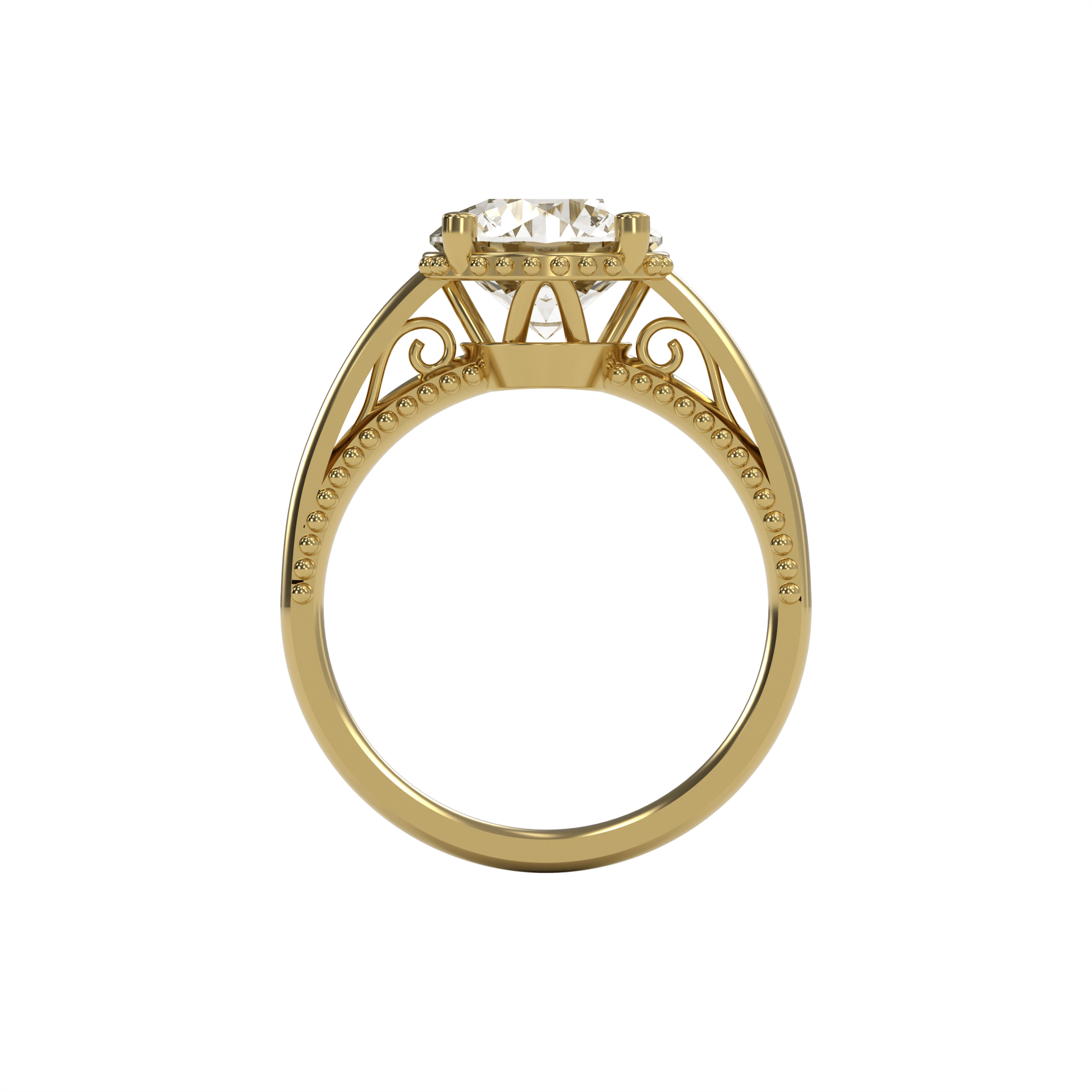 DORA 3ct Labor Diamant Rund Verlobungsring, 14K Gold