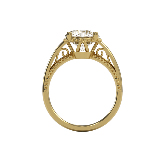 DORA 3ct Labor Diamant Rund Verlobungsring, 14K Gold
