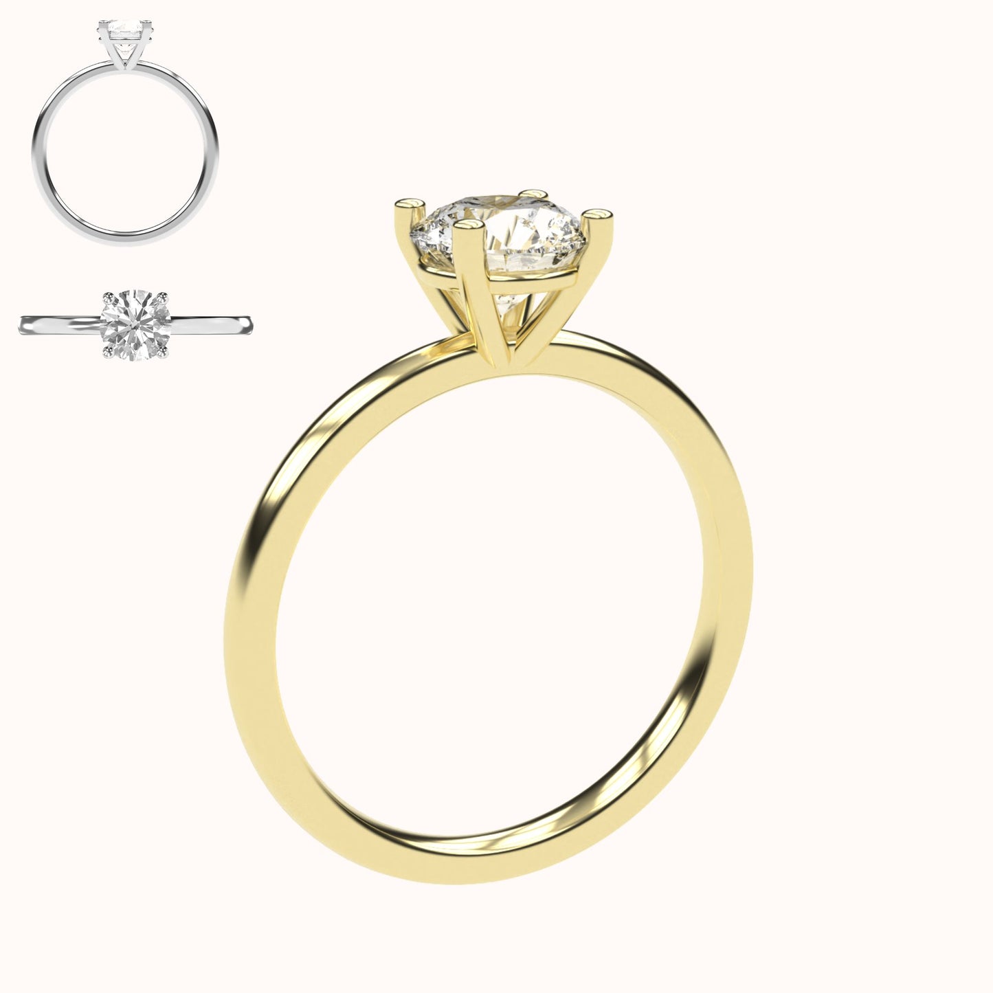 Elena - 1ct High Setting | 14K Gold | 1ct Brilliant Cut Cubic Zirconia