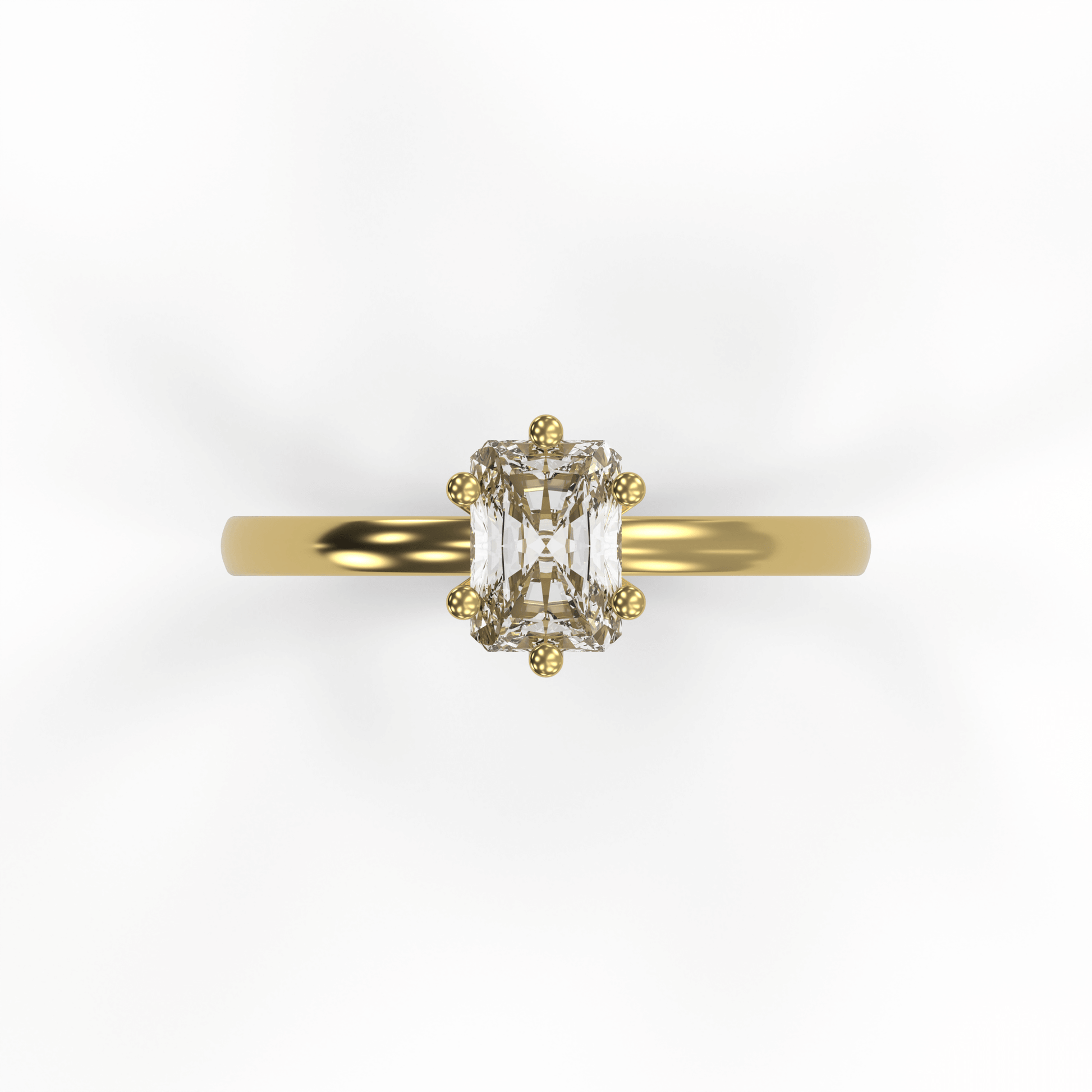 JANE 1ct Labor Diamant Radiant Verlobungsring, 14K Gold